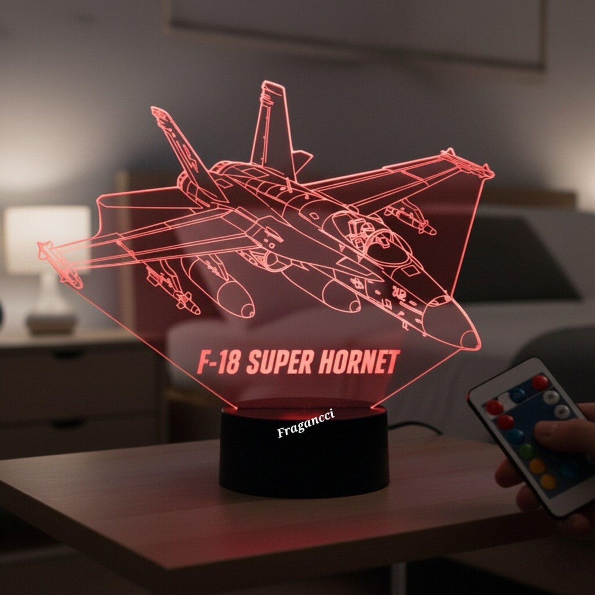 Lampara led 3d Avion combate F-18 Super Hornet personalizada con nombre - 3