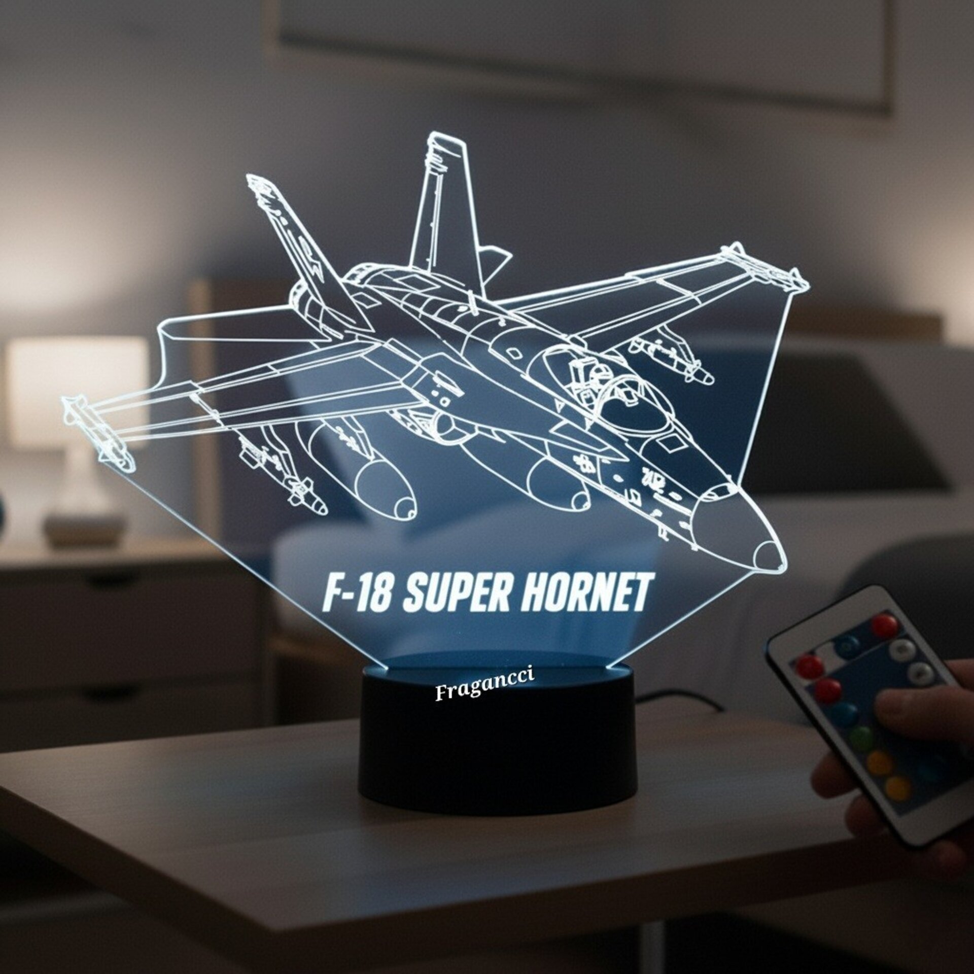 Lampara led 3d Avion combate F-18 Super Hornet personalizada con nombre - 1