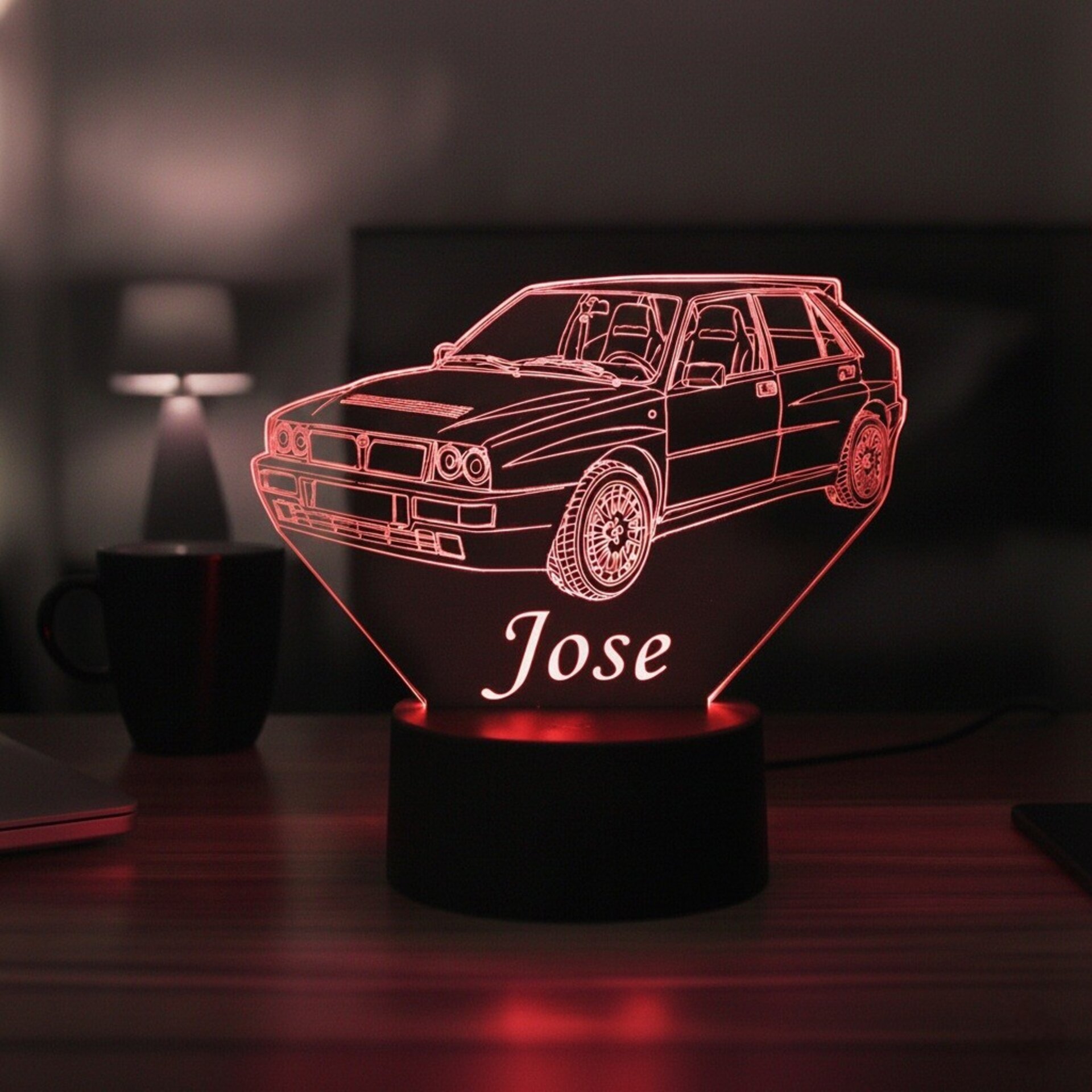 Lampara led 3D coche Lancia Delta HF Integrale Evo 2. Personalizable - 3