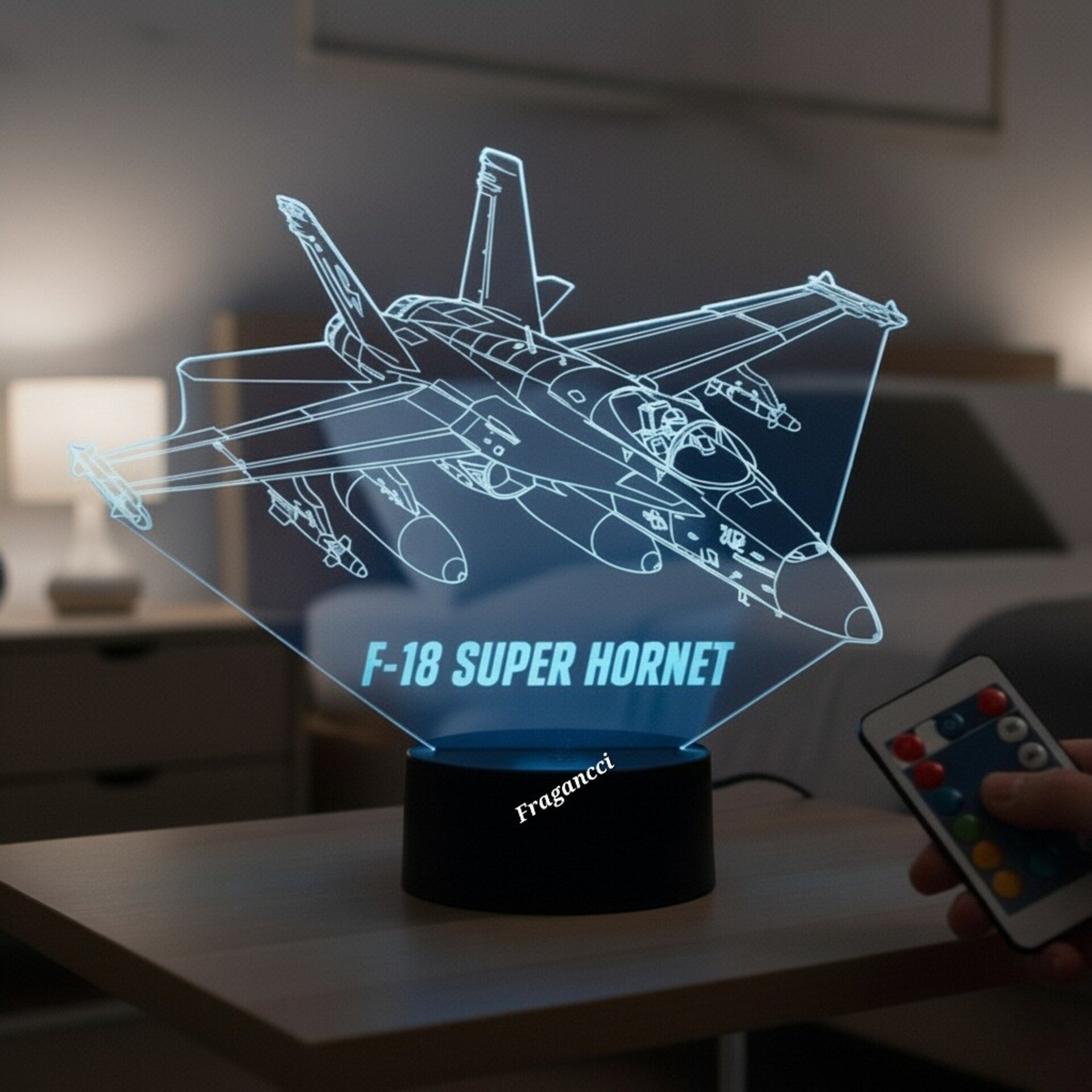 Lampara led 3d Avion combate F-18 Super Hornet personalizada con nombre - 6