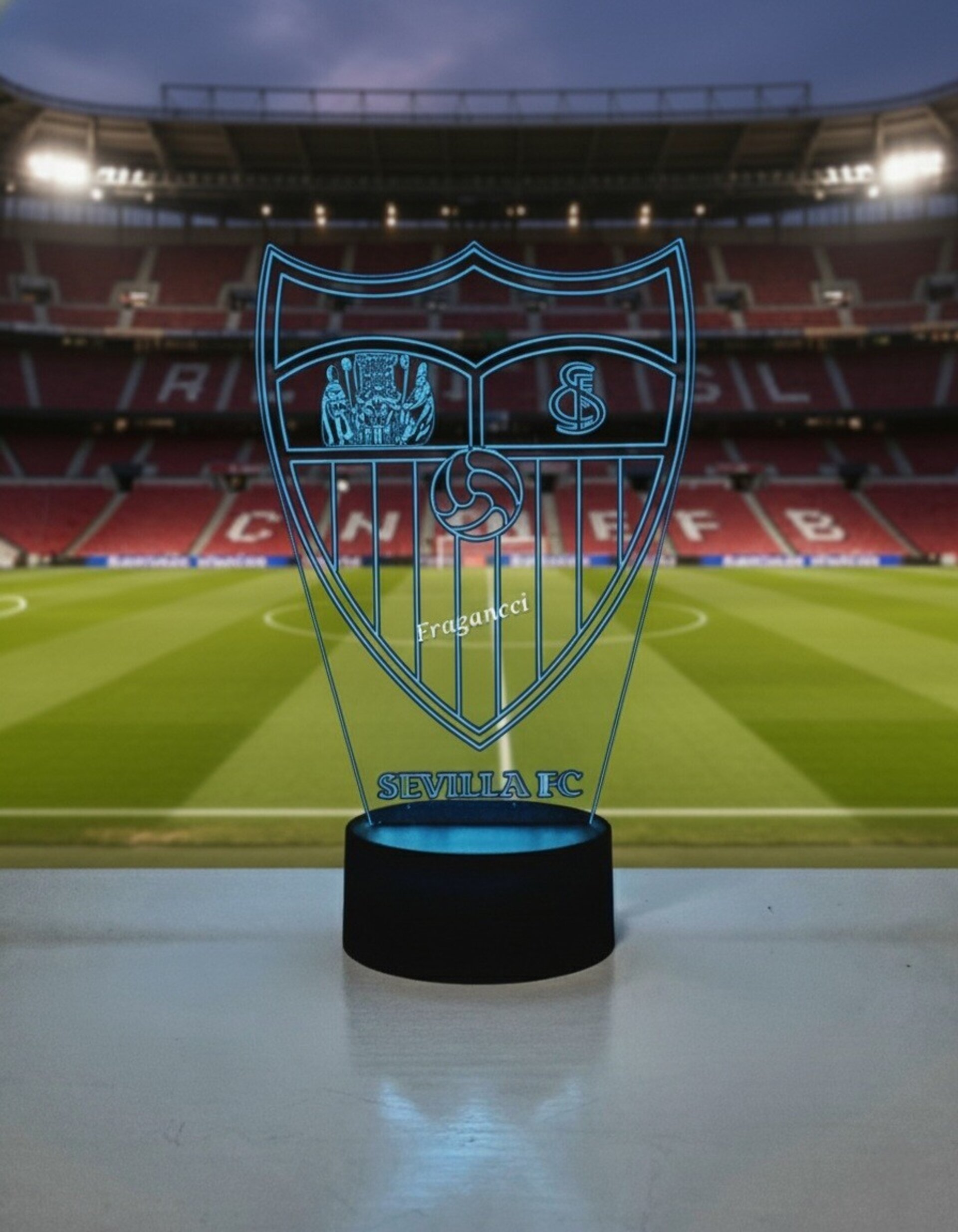 Lampara led 3d Escudo Futbol Sevilla personalizable, Lámpara led sobremesa - 7