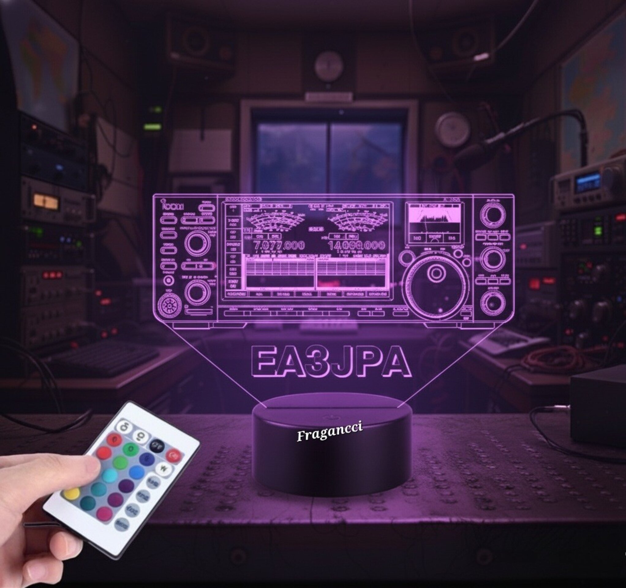 Lampara led 3d Emisora radioaficionado ICOM IC 7760 personalizada con indicativo - 2