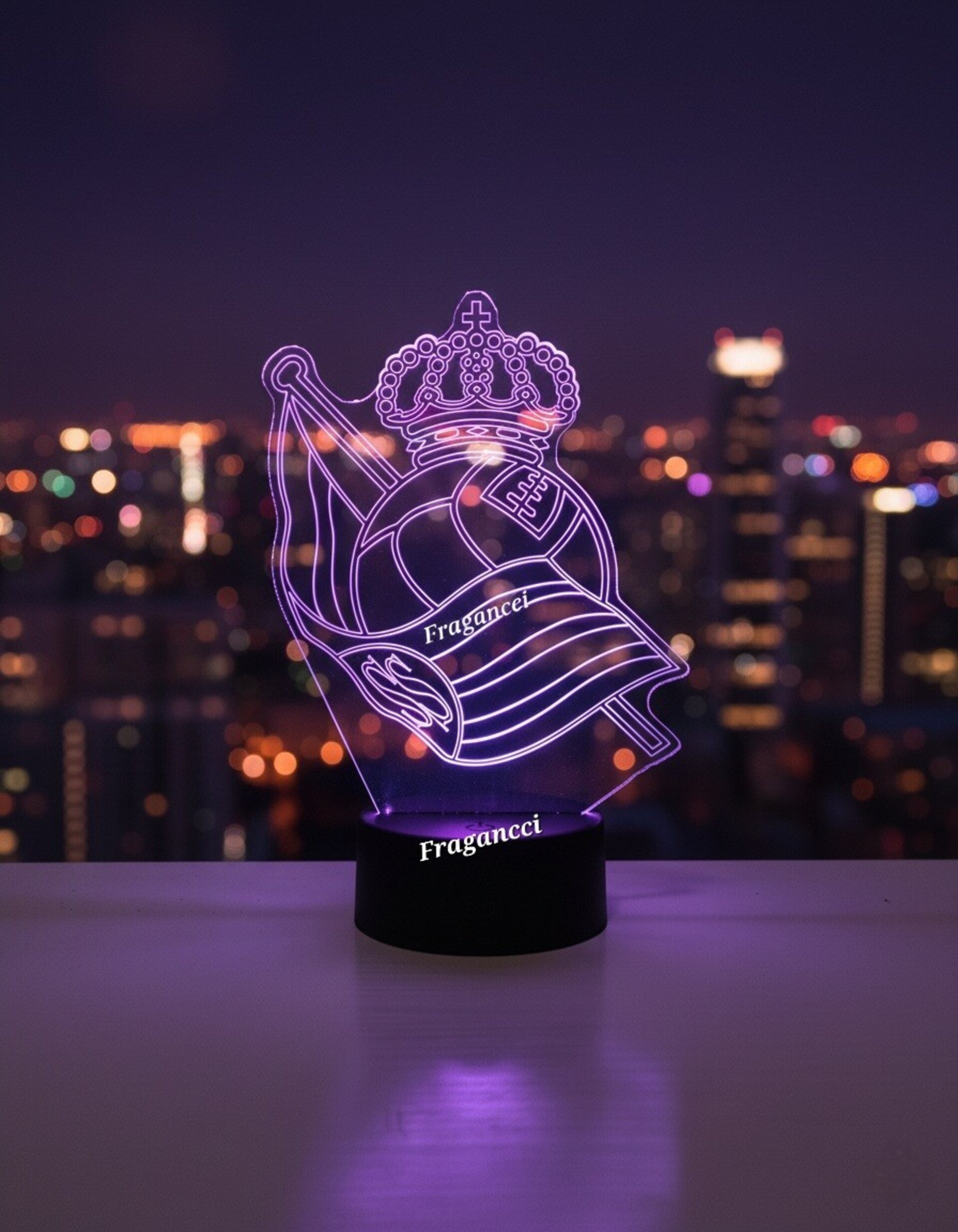 Lampara led 3d Escudo Futbol R Sociedad personalizable, Lámpara led sobremesa - 6