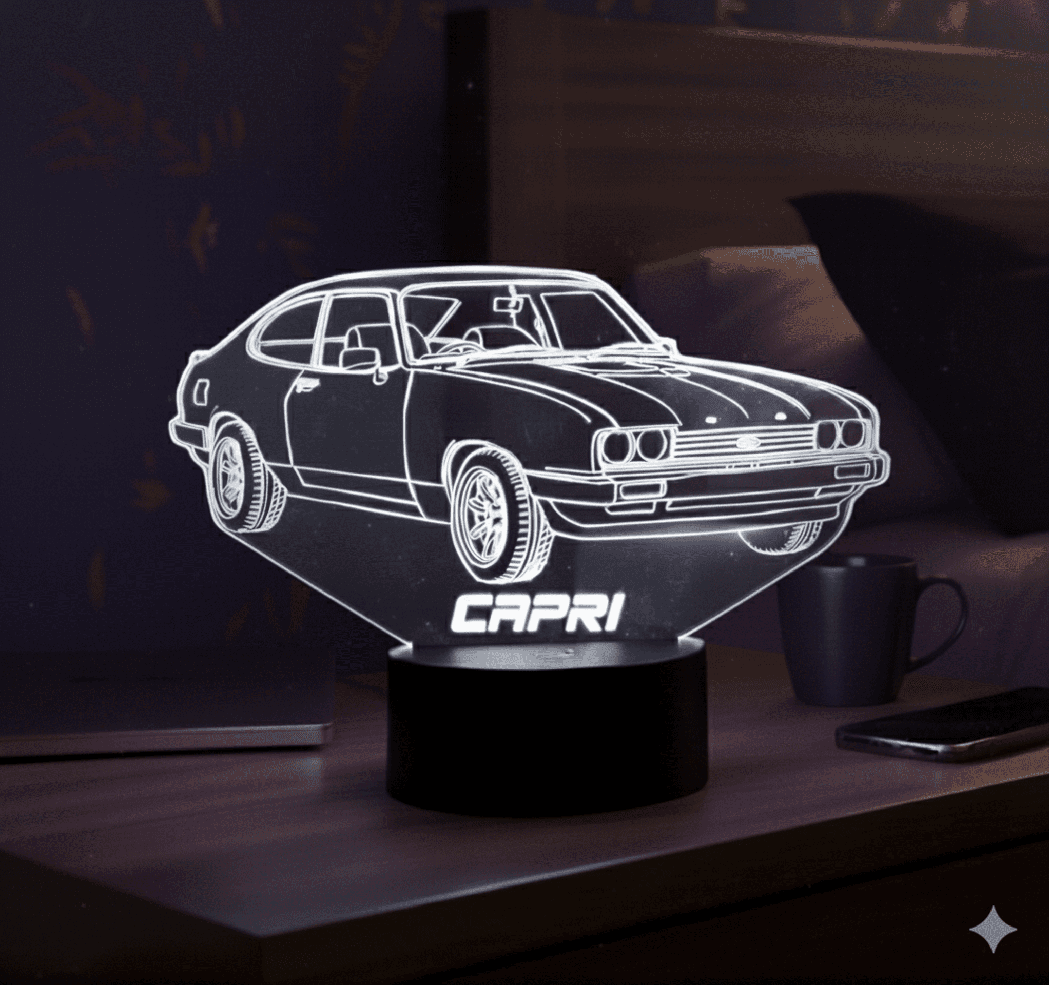 Lampara led 3D coche Ford Capri. Personalizable - 2