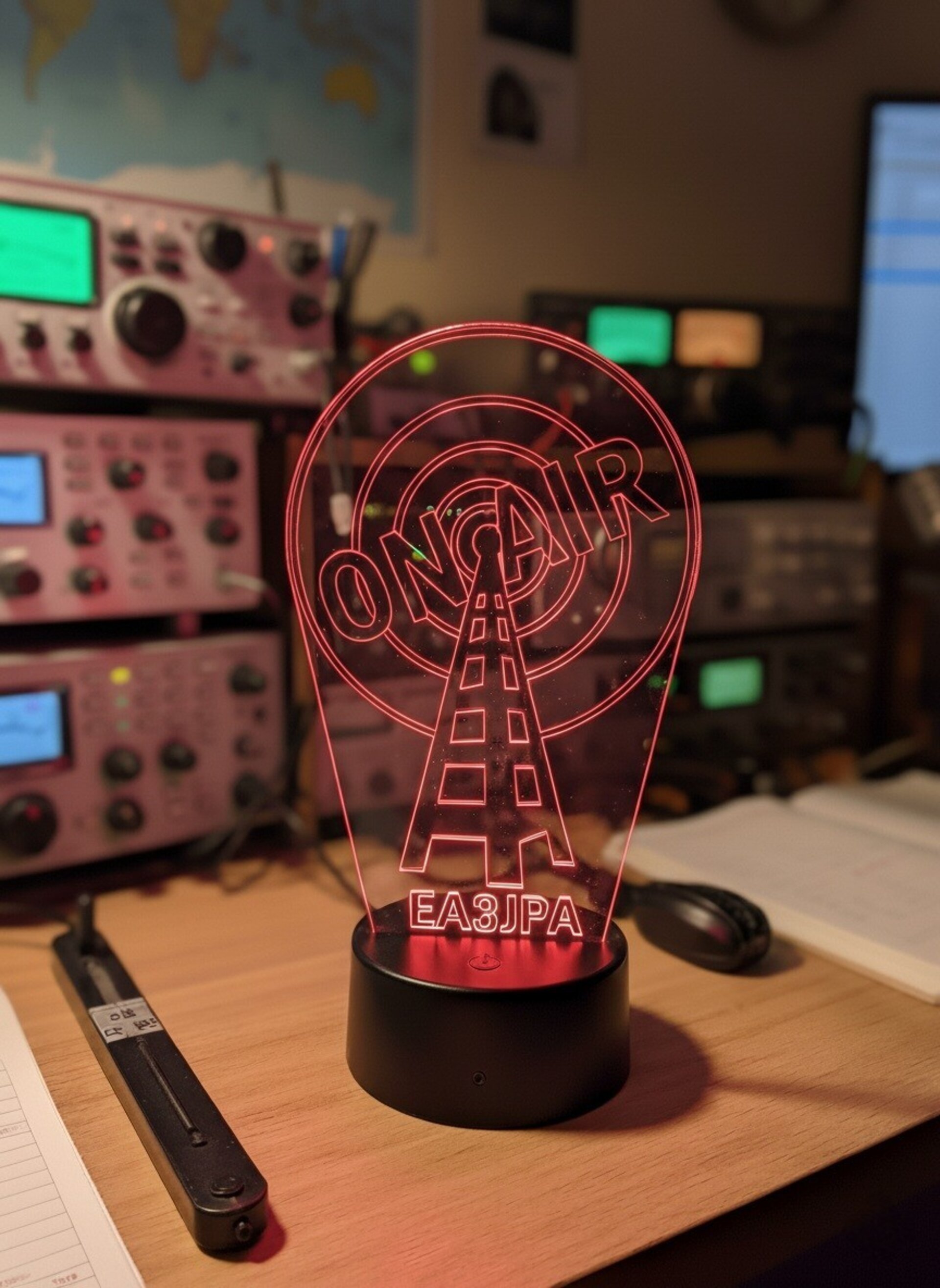 Lampara led 3d antena indicativo radioaficionados personalizable, sobremesa - 6