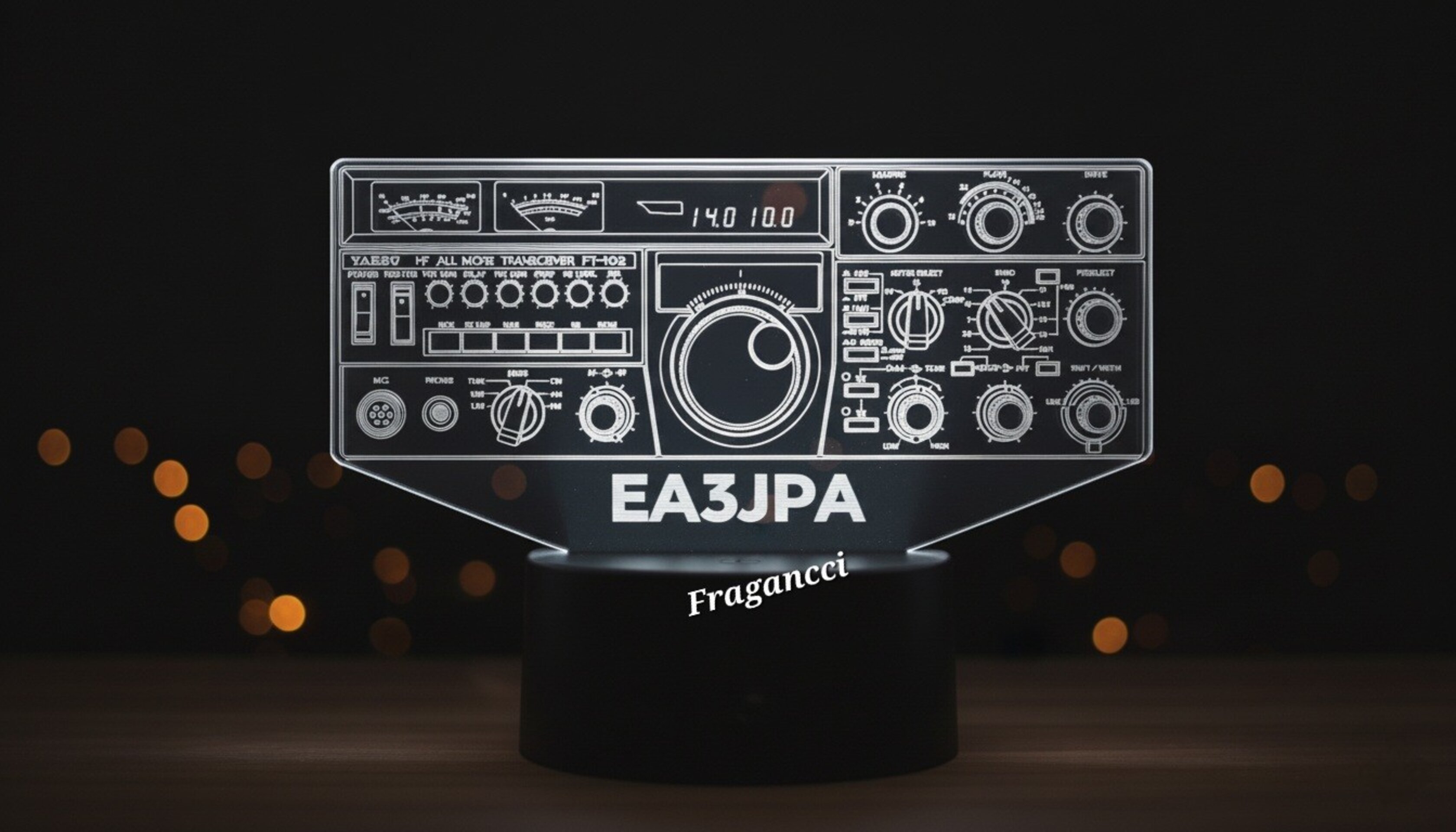Lampara led Emisora radioaficionado YAESU FT 102 personalizada + indicativo - 2