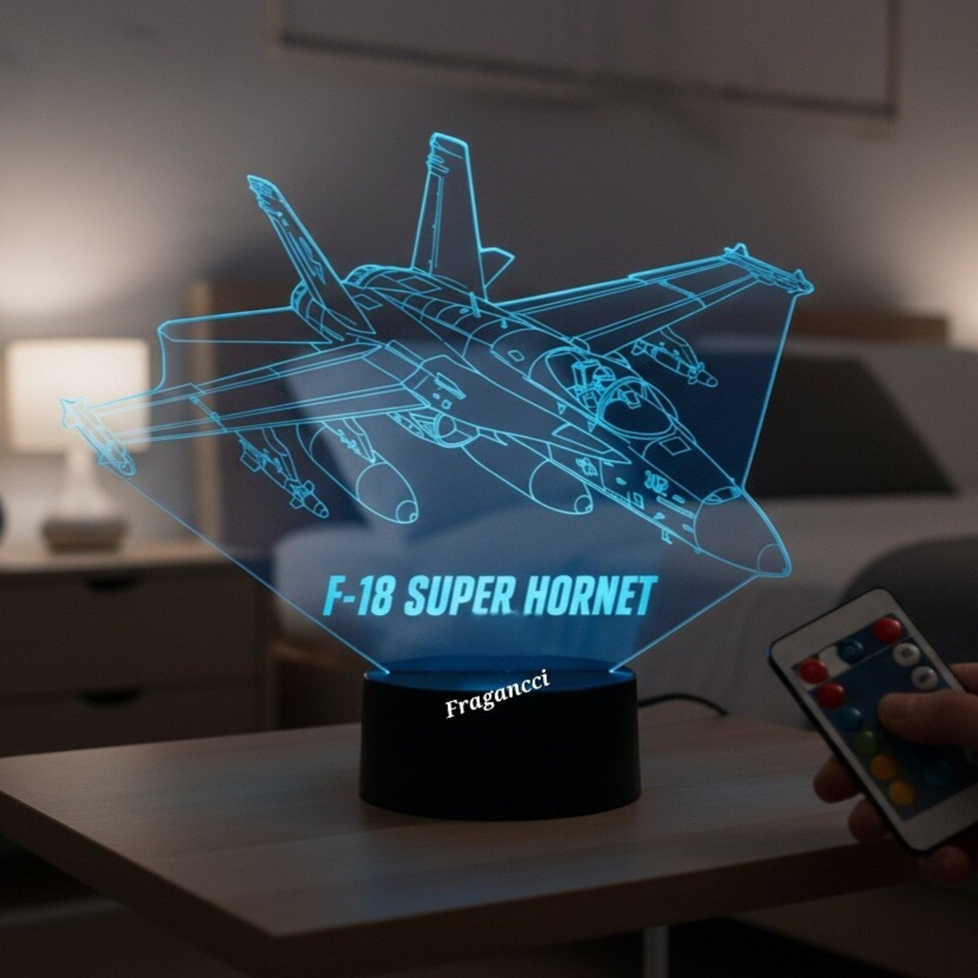 Lampara led 3d Avion combate F-18 Super Hornet personalizada con nombre - 8