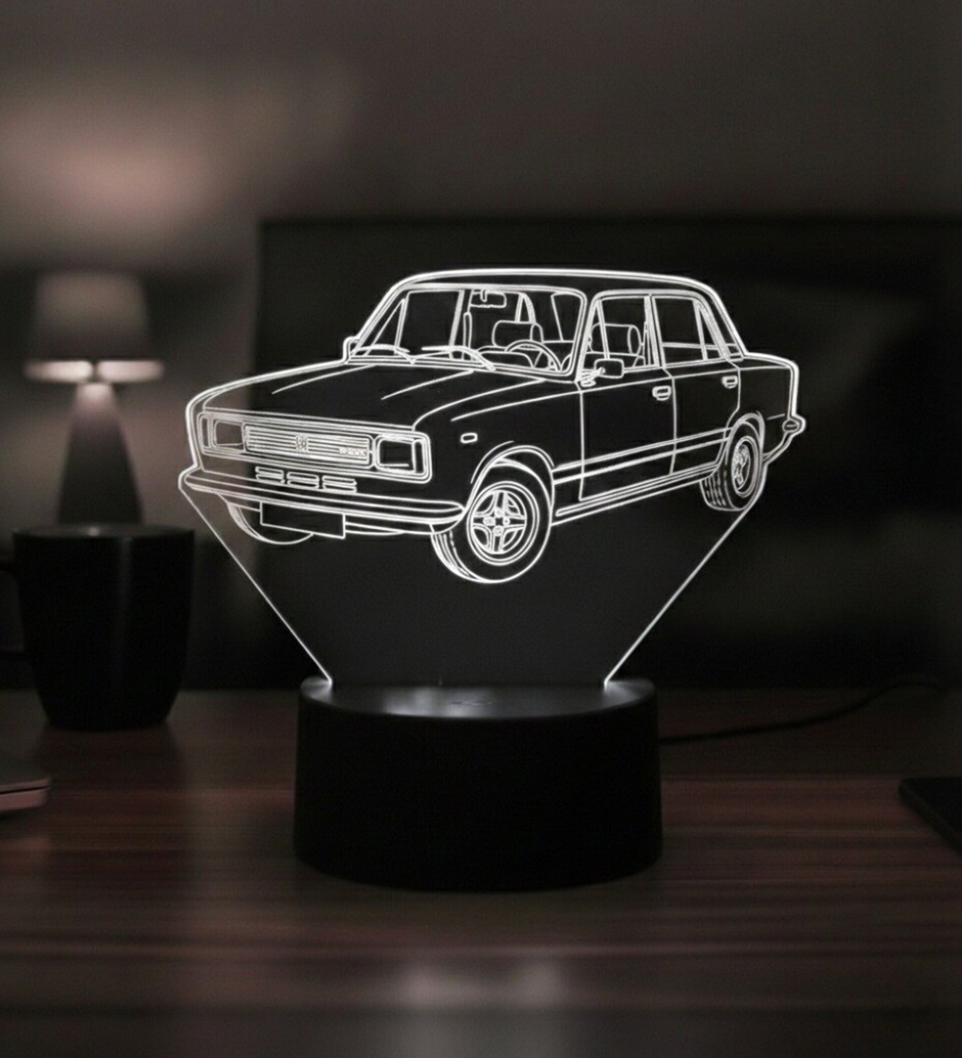 Lampara led 3D coche clasico Seat 124. Personalizable - 5