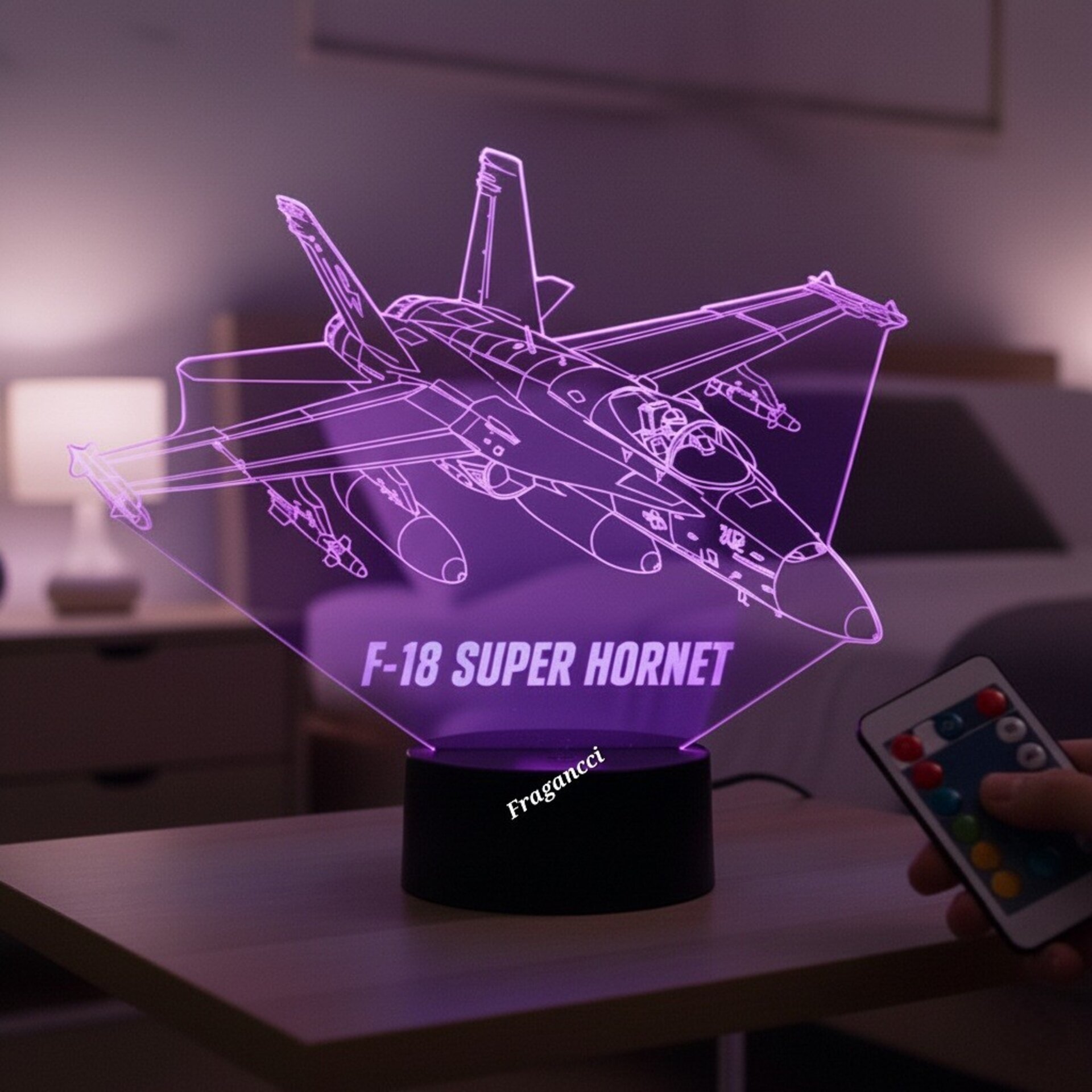 Lampara led 3d Avion combate F-18 Super Hornet personalizada con nombre - 5