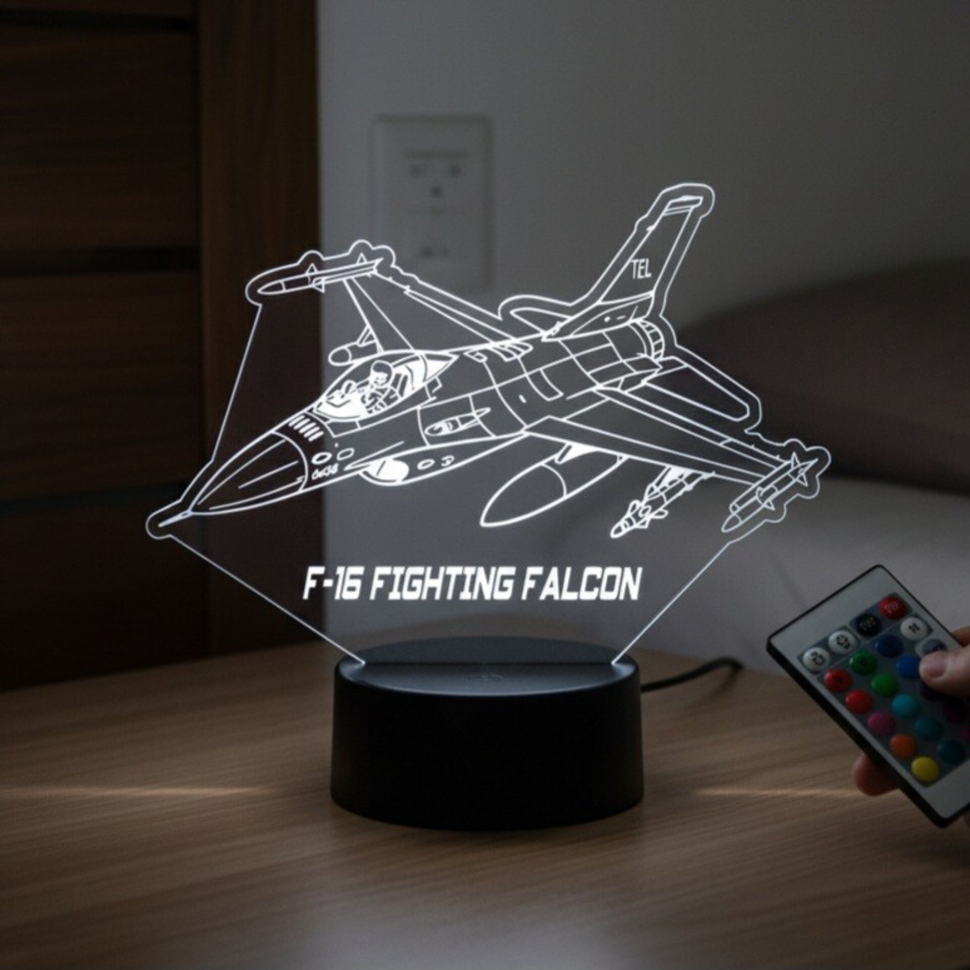 Lampara led 3d Avion combate F-16 Fighting Falcon personalizada con nombre - 6