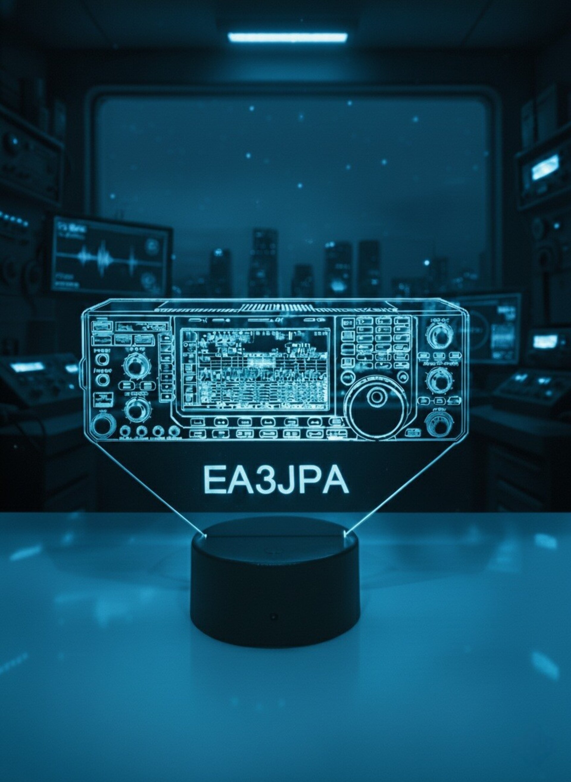 Lampara led 3d Emisora radioaficionado ICOM IC 7600 personalizada con indicativo - 2