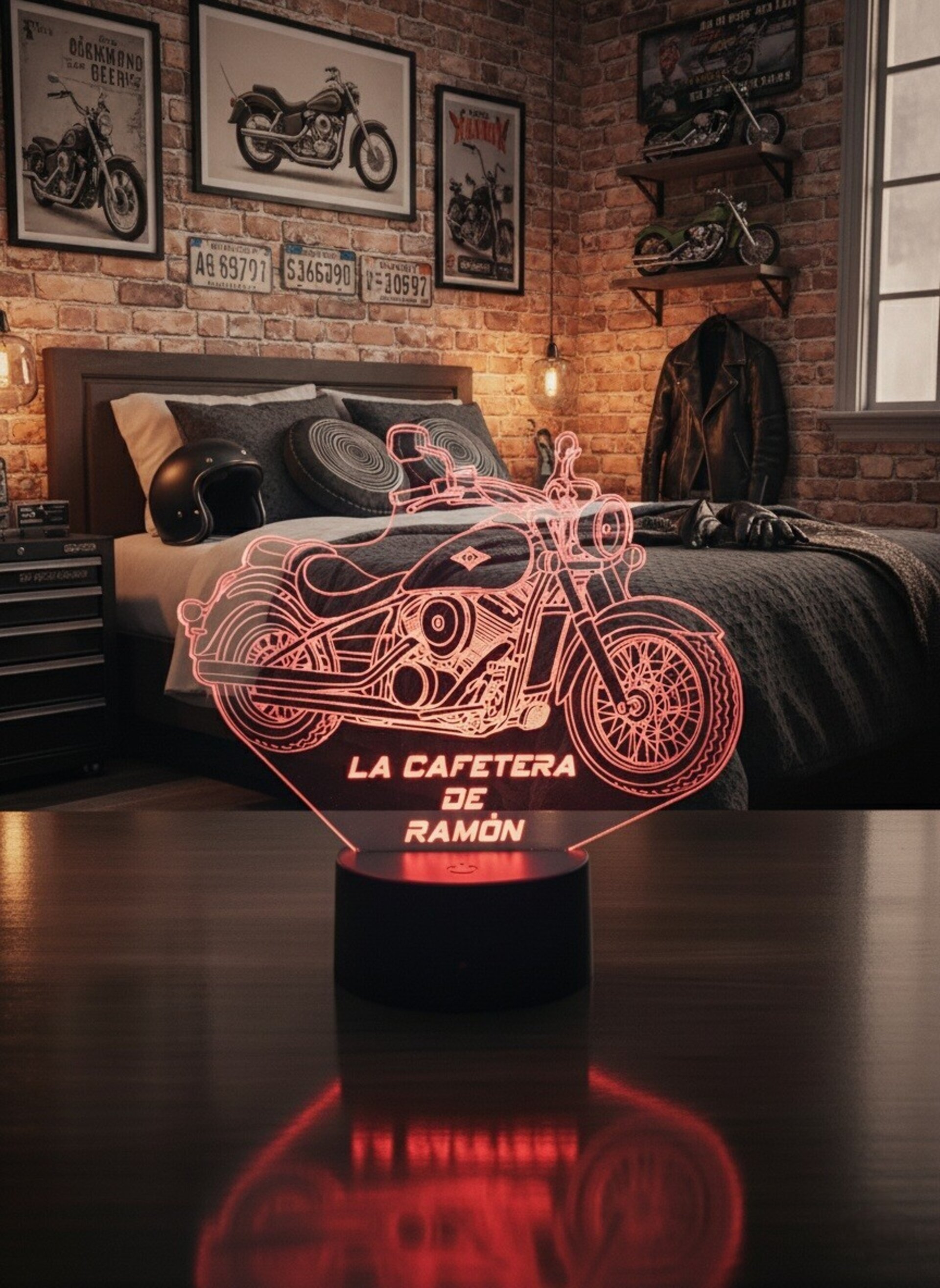 Lampara led 3d Moto Kawasaki Vulcan 900 año 2009 personalizable, sobremesa - 5