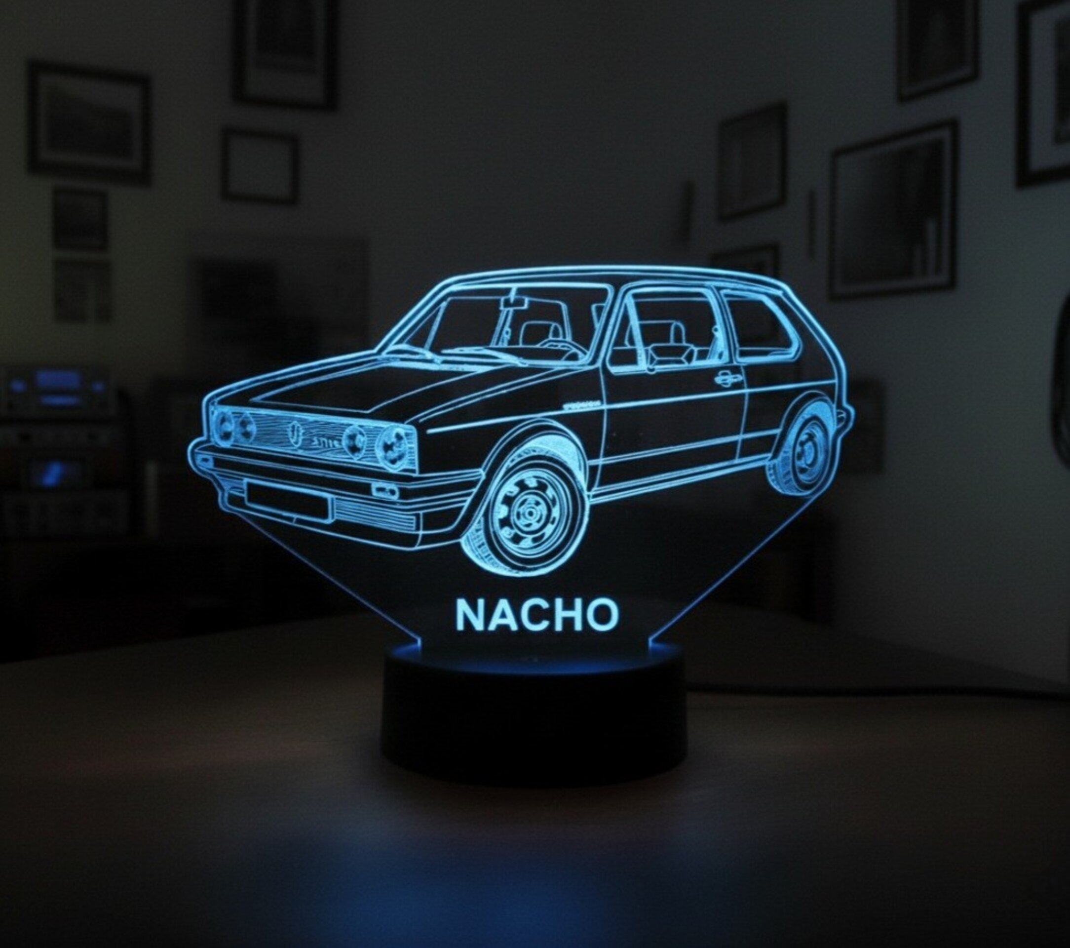 Lampara led 3D coche Volkswagen Golf 16S Serie 1. Personalizable - 3