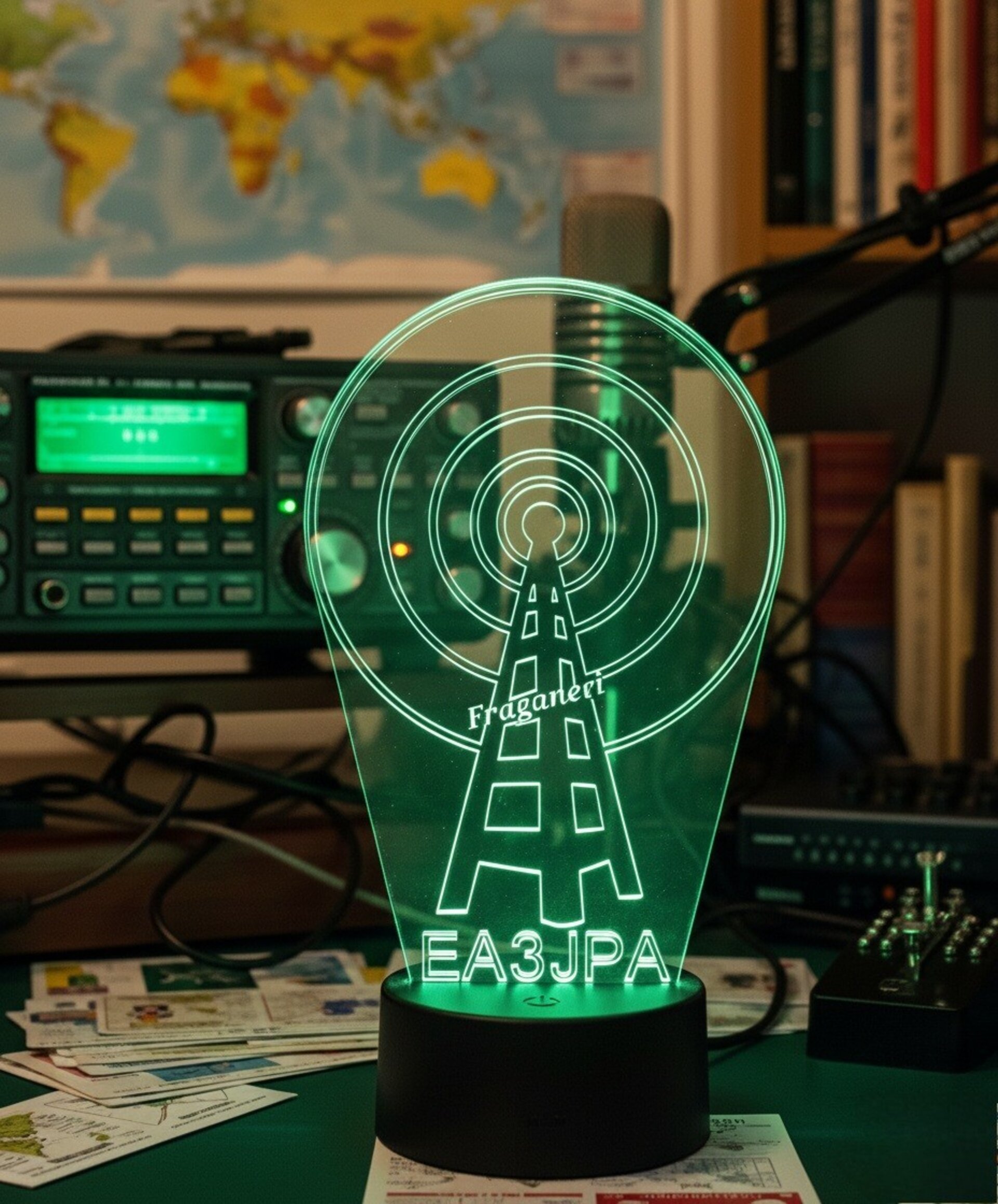 Lampara led 3d antena indicativo radioaficionados personalizable, sobremesa - 10