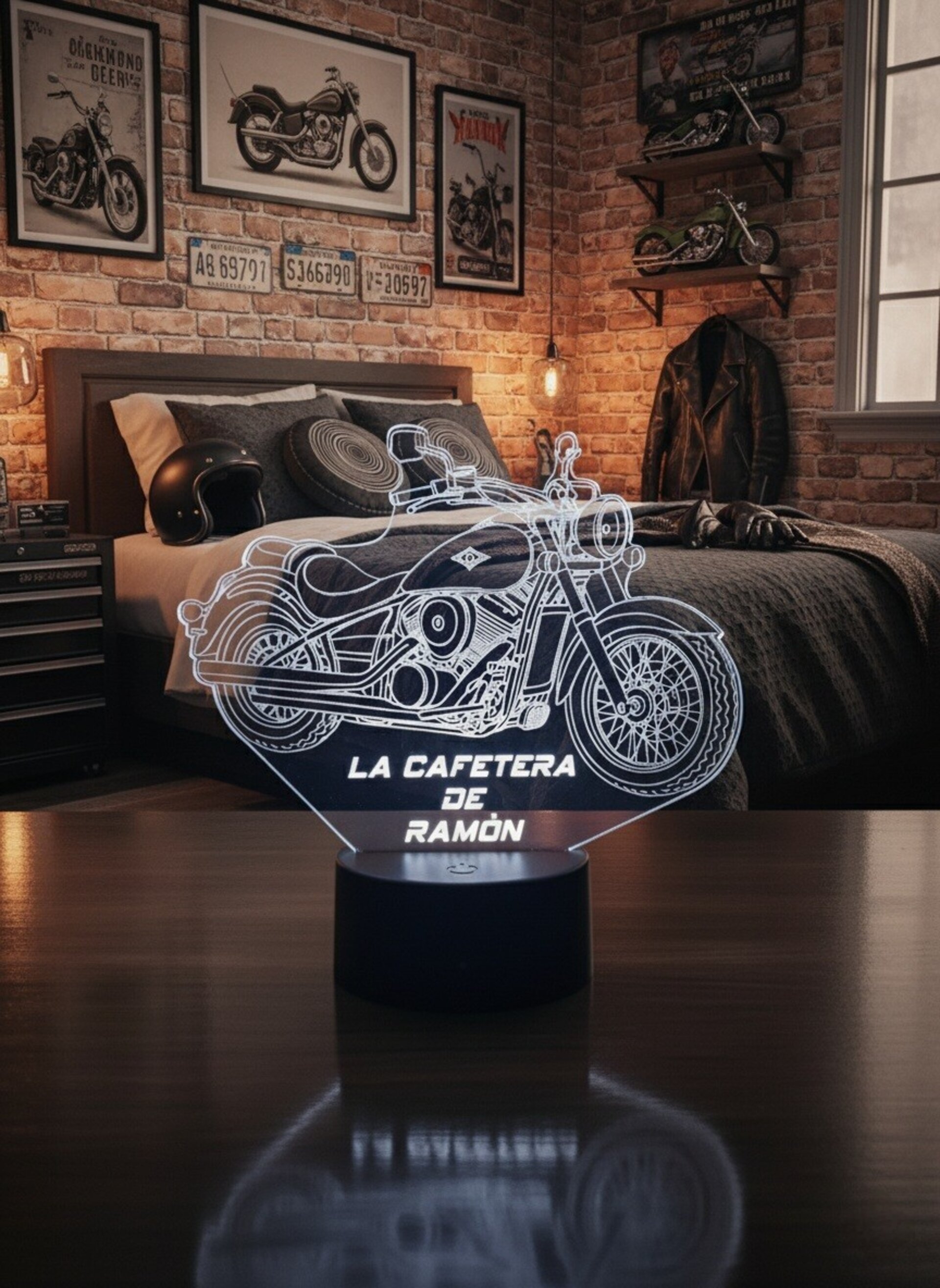 Lampara led 3d Moto Kawasaki Vulcan 900 año 2009 personalizable, sobremesa - 6