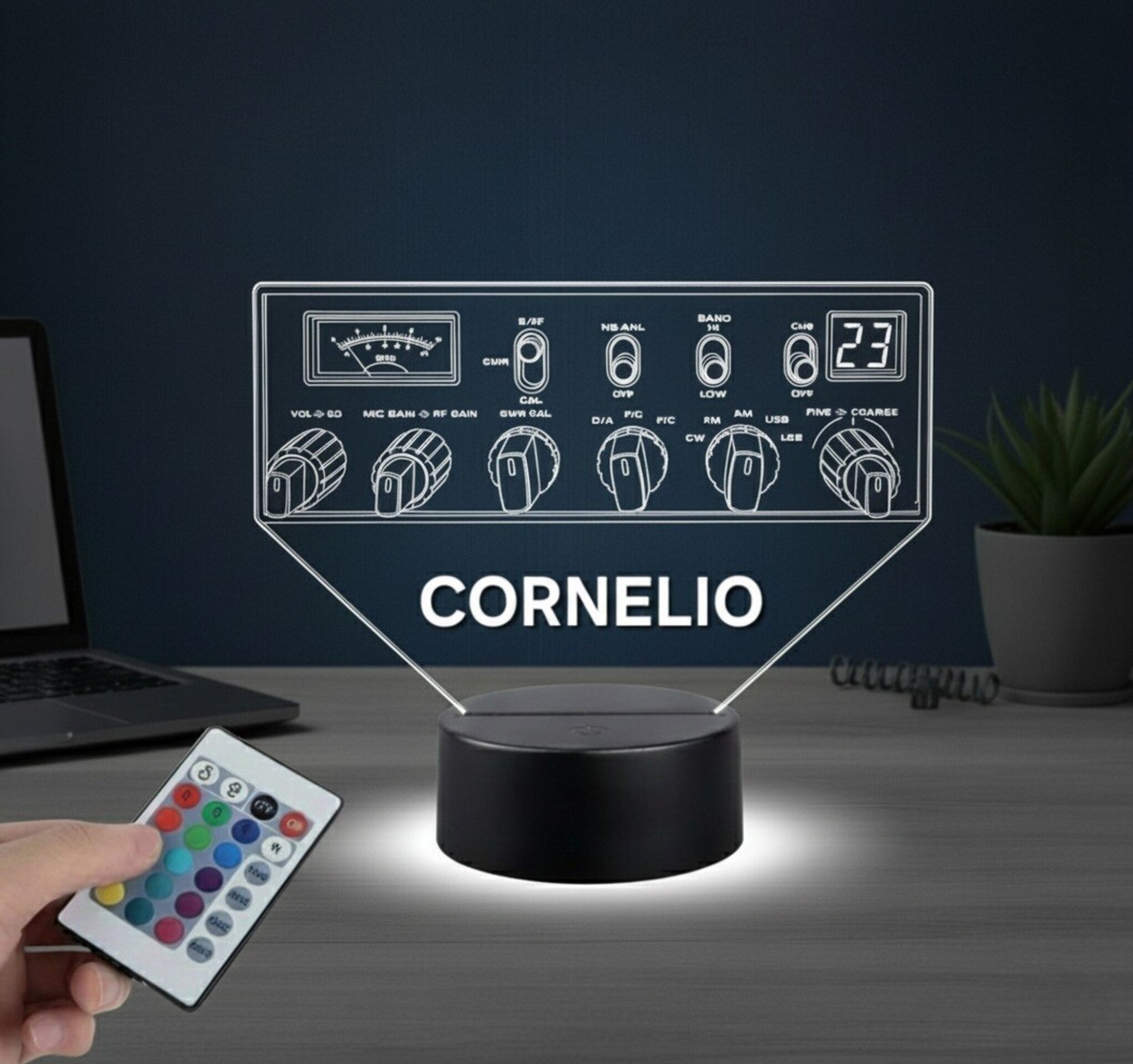 Lampara led Emisora radioaficionado Super Star 3900 personalizada + indicativo - 1