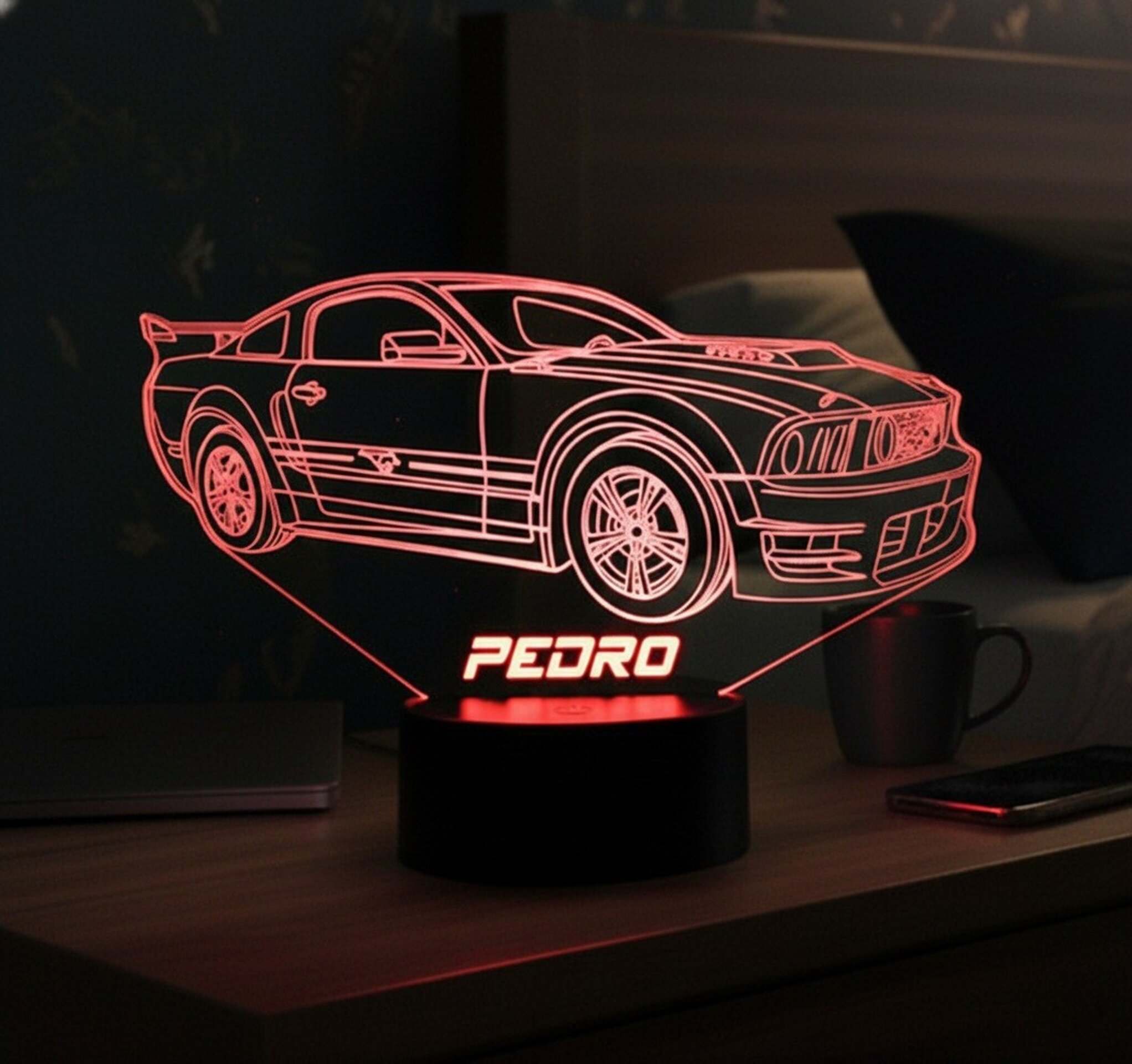 Lampara led 3D coche Ford Mustang V. Personalizable - 4