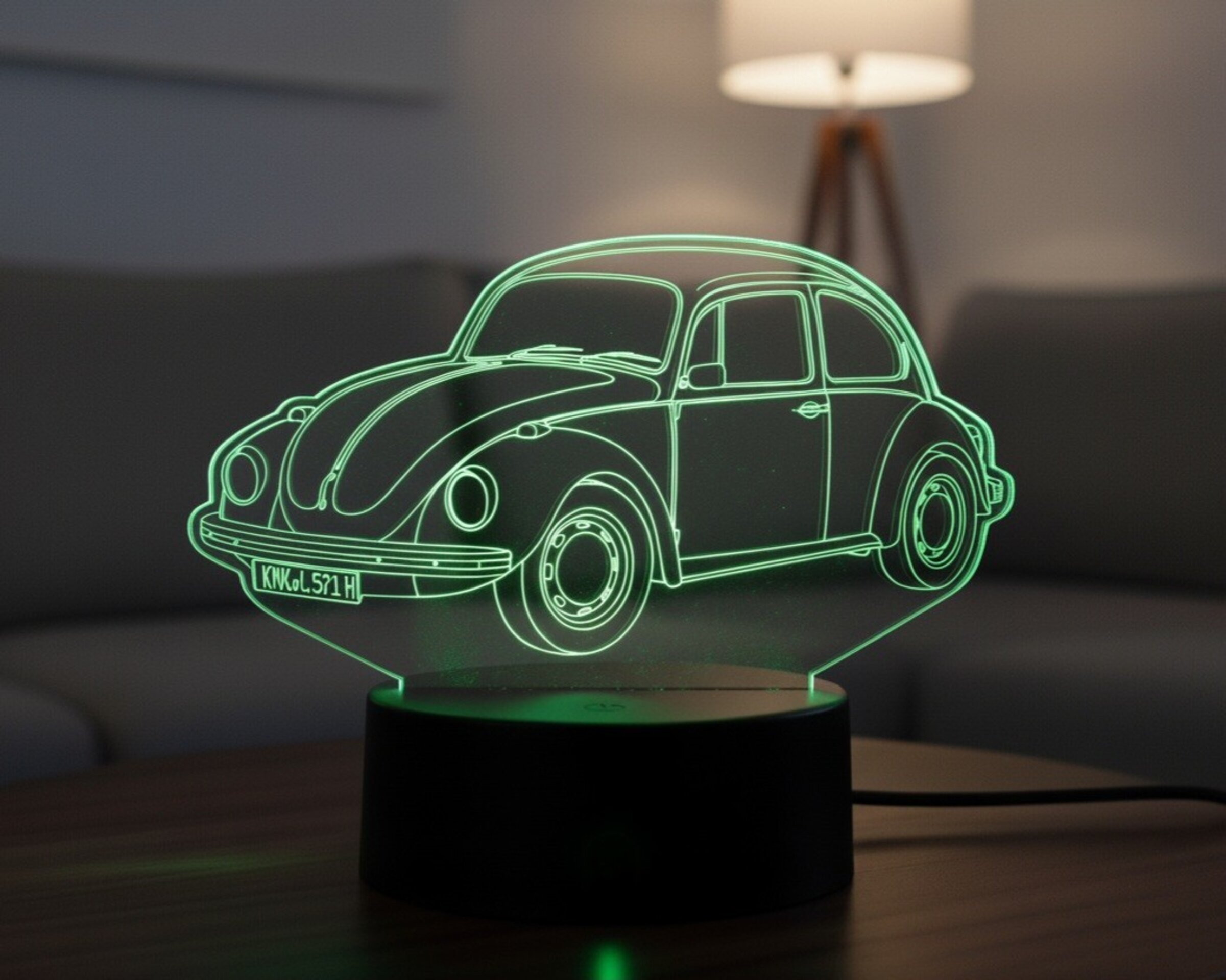Lampara led 3D coche clasico Volkswagen Beetle o tipo 1. Personalizable - 4