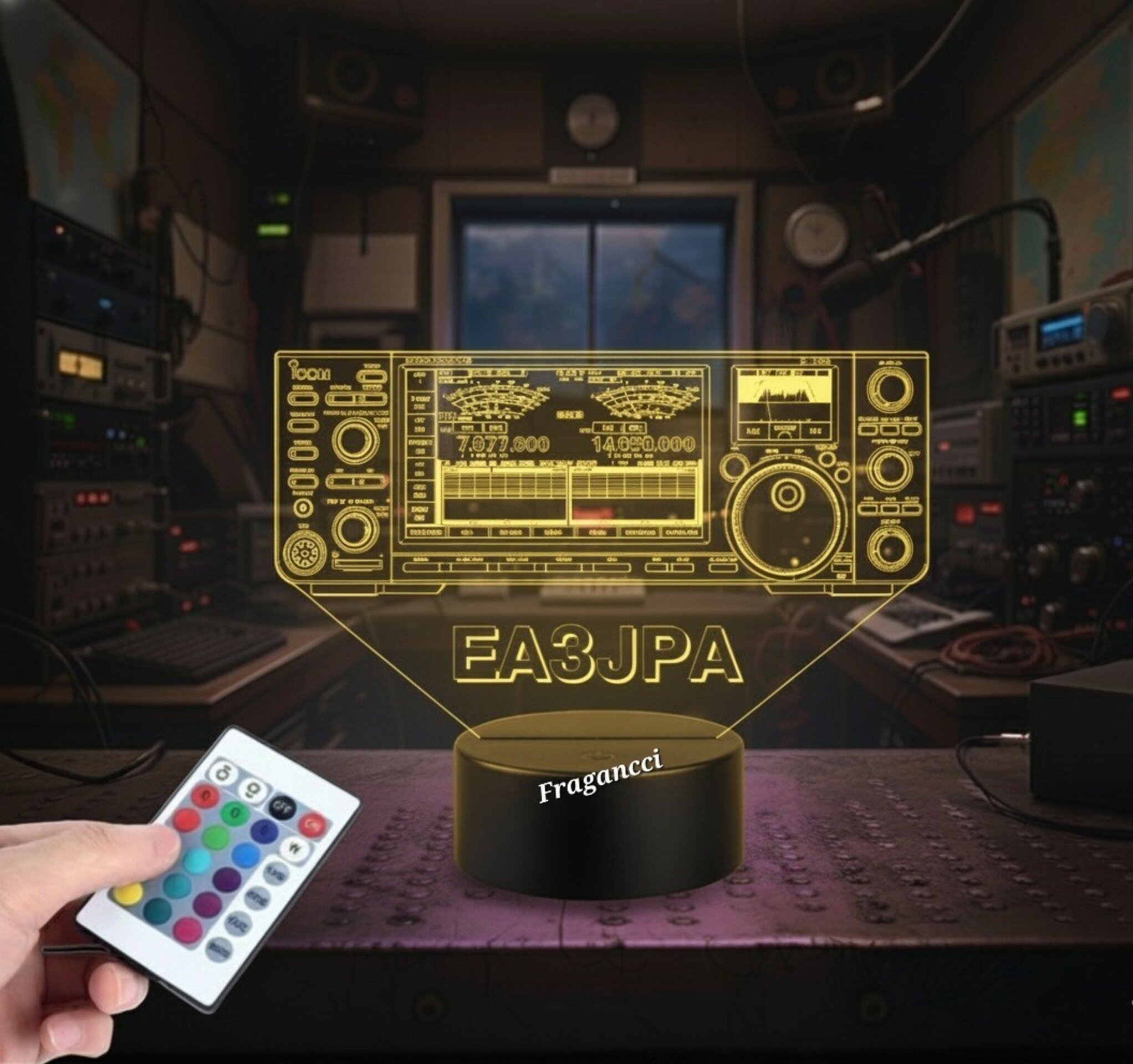 Lampara led 3d Emisora radioaficionado ICOM IC 7760 personalizada con indicativo - 5