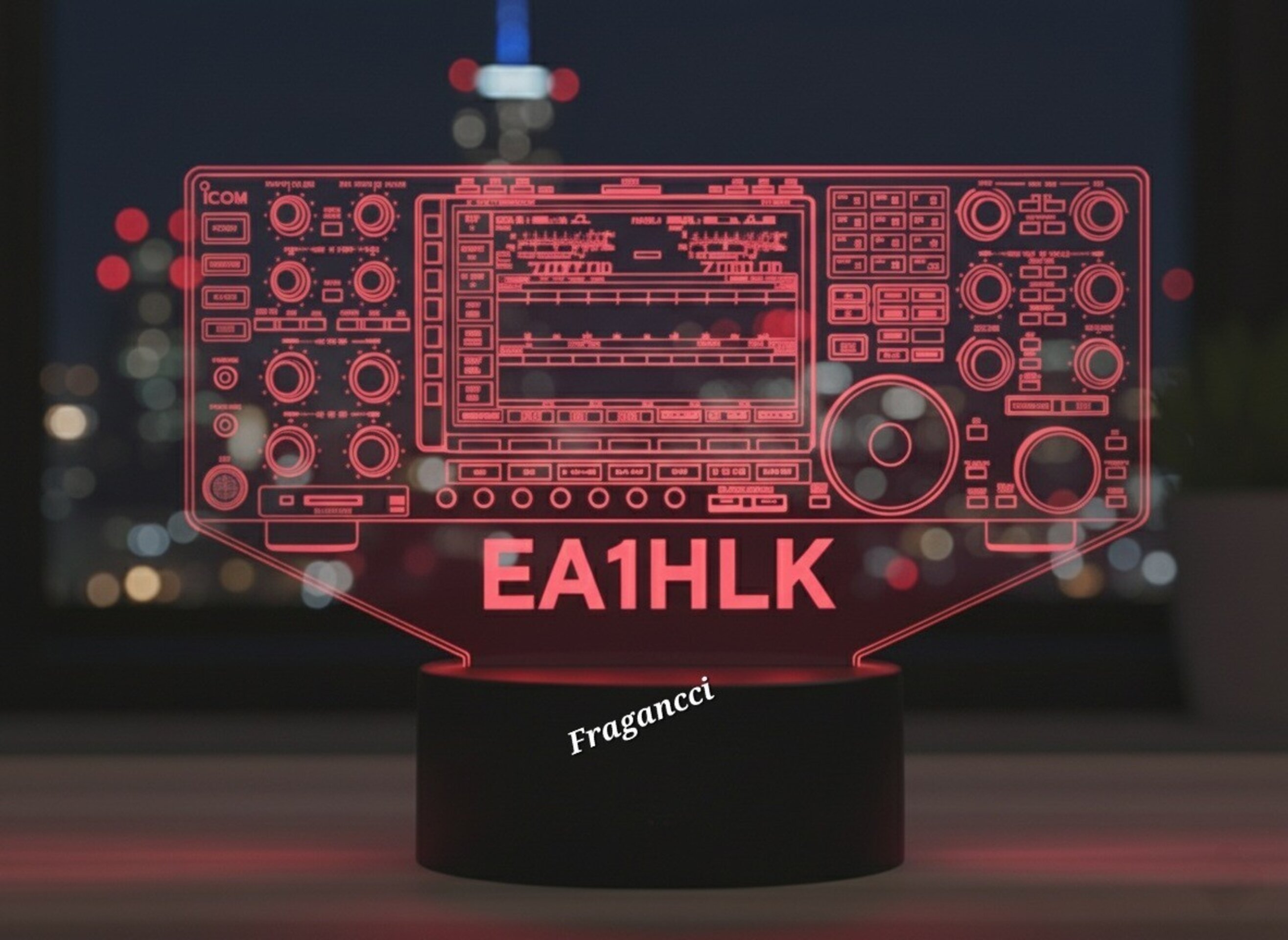 Lampara led 3d Emisora radioaficionado ICOM IC 7851 personalizada con indicativo - 5