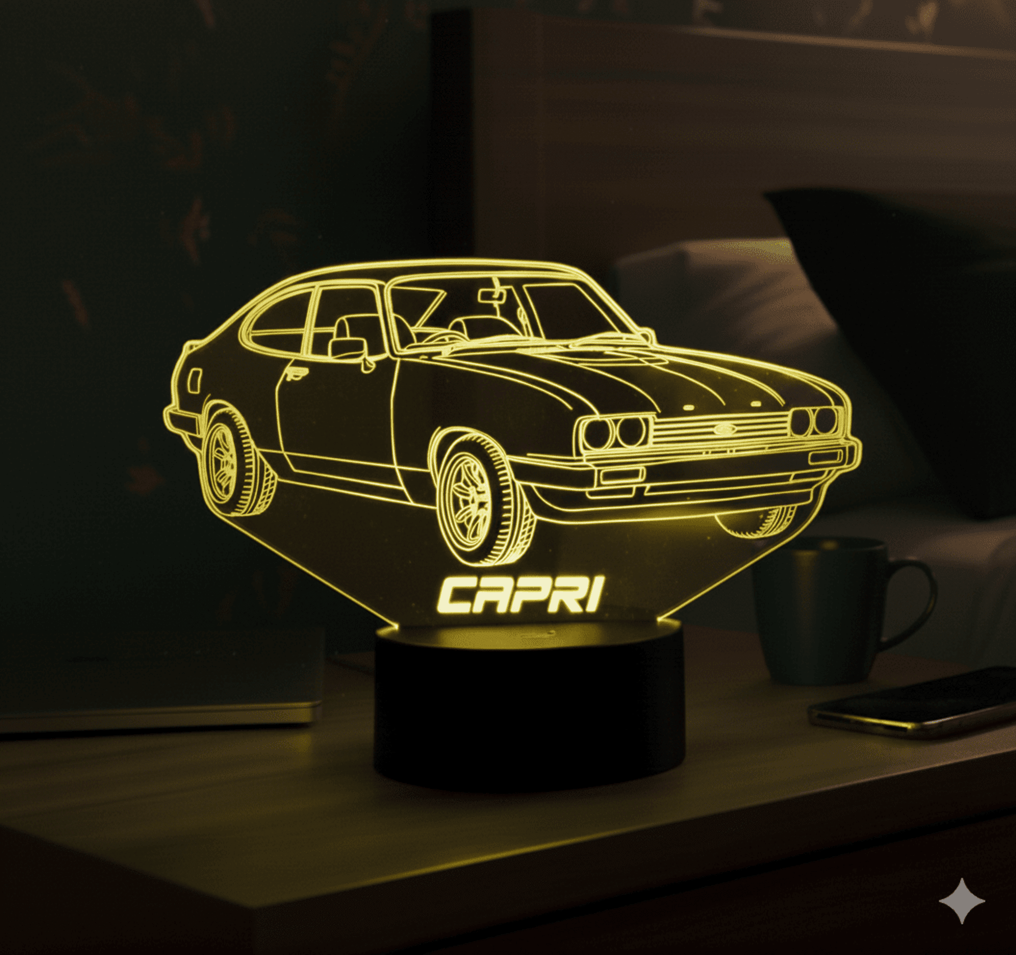 Lampara led 3D coche Ford Capri. Personalizable - 7