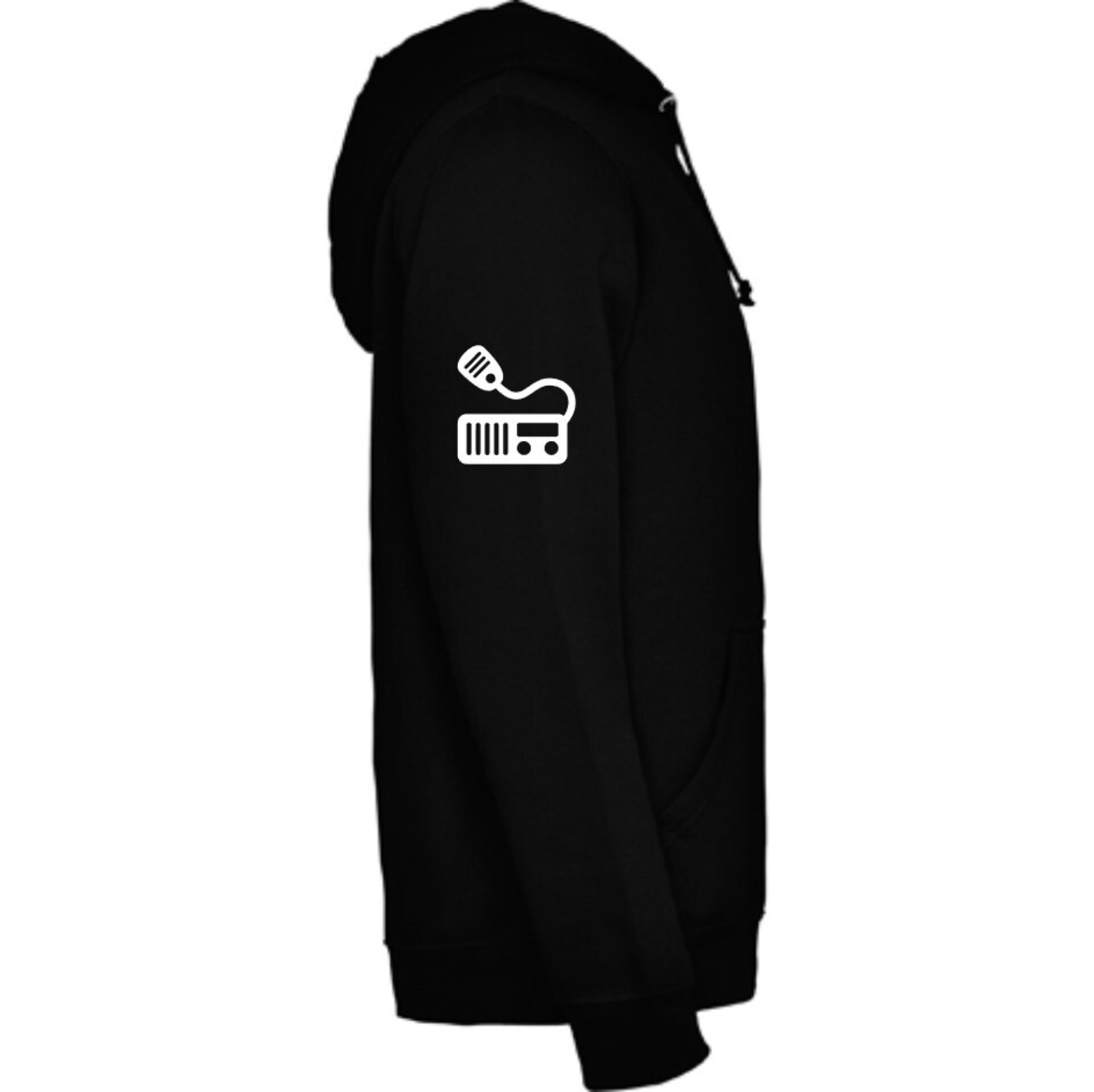 Sudadera negra unisex personalizada con indicativo para radioaficionado. QRZ - 3