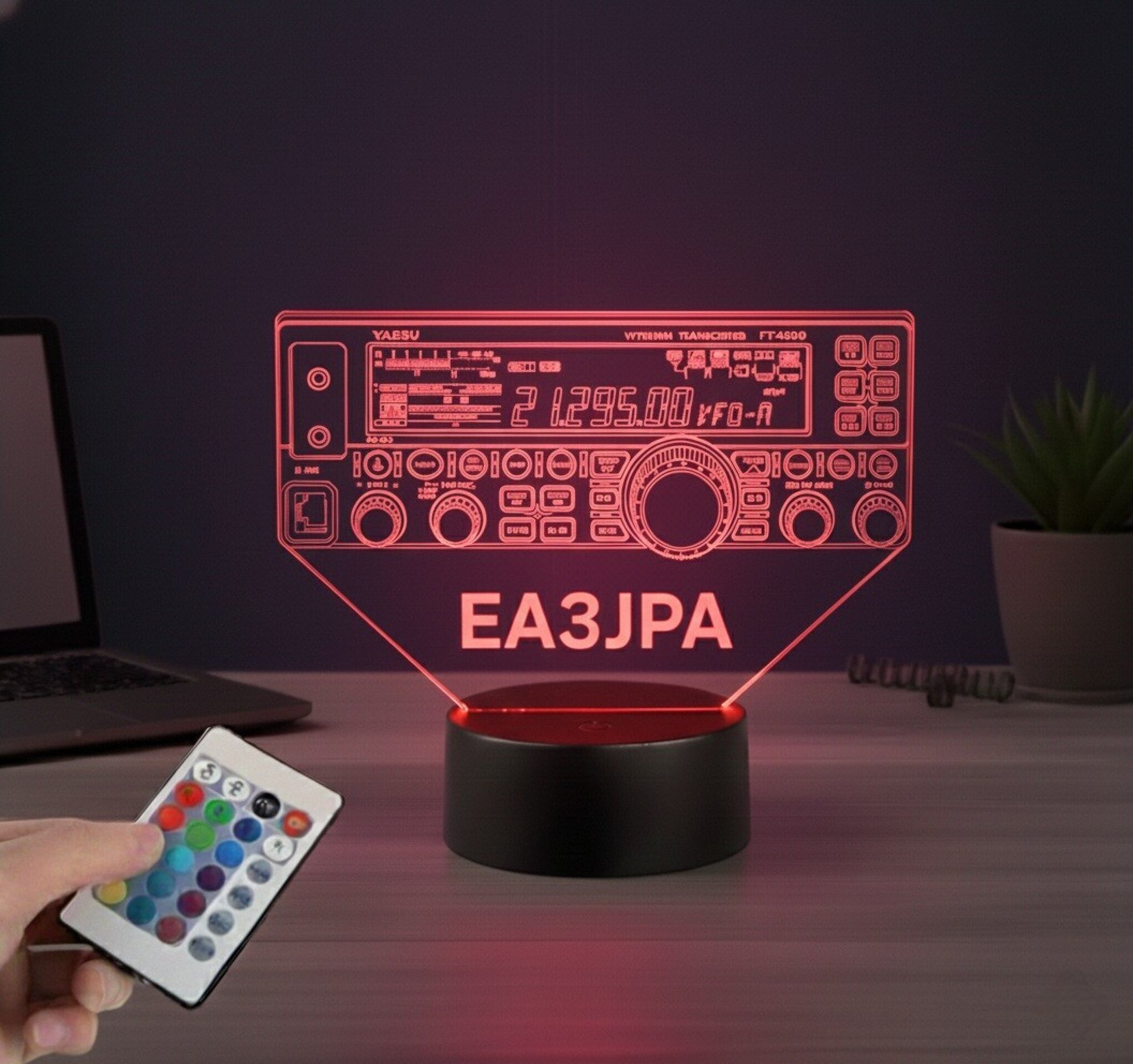 Lampara led Emisora radioaficionado YAESU FT 450D personalizada + indicativo - 2