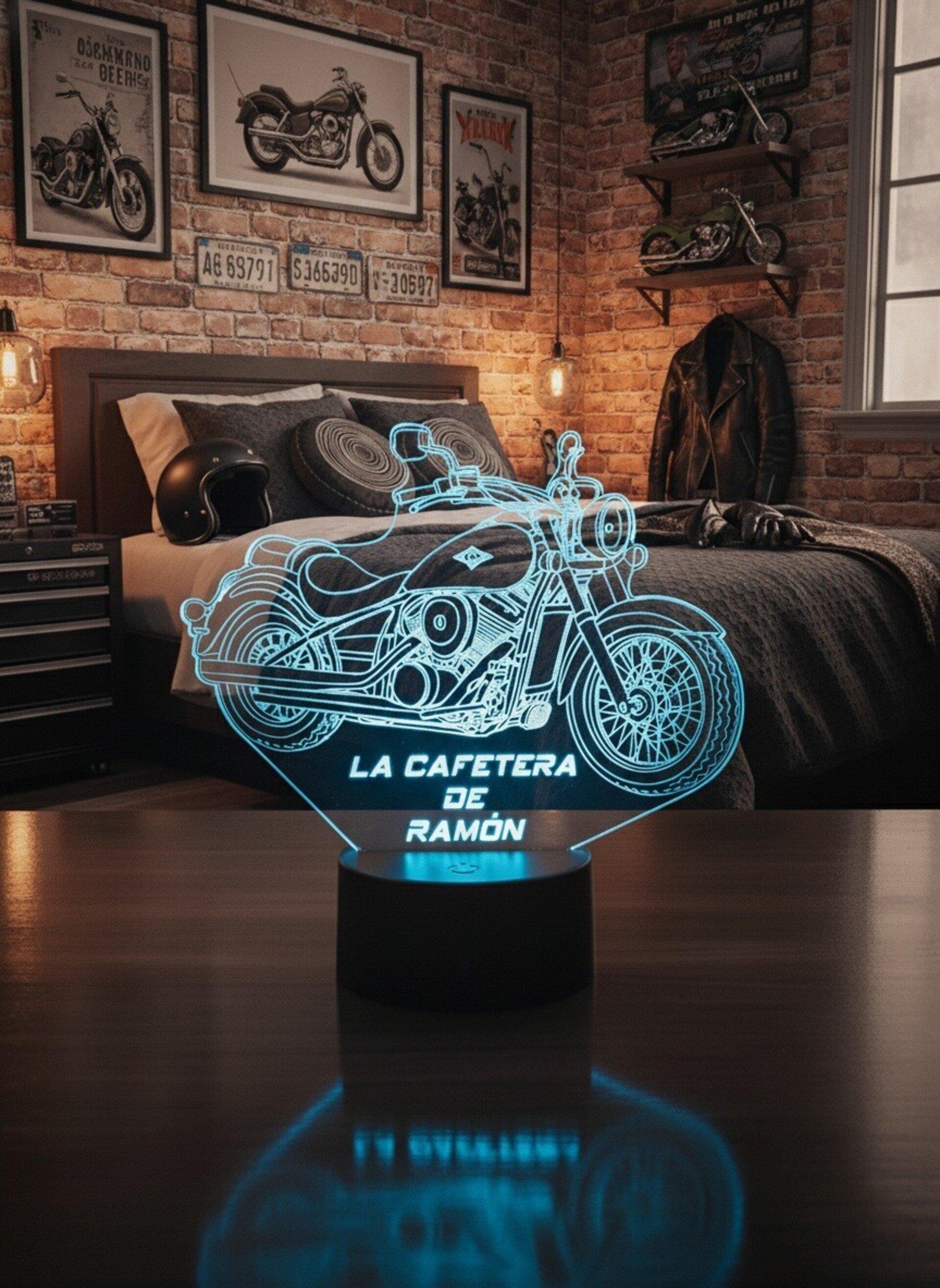 Lampara led 3d Moto Kawasaki Vulcan 900 año 2009 personalizable, sobremesa - 1