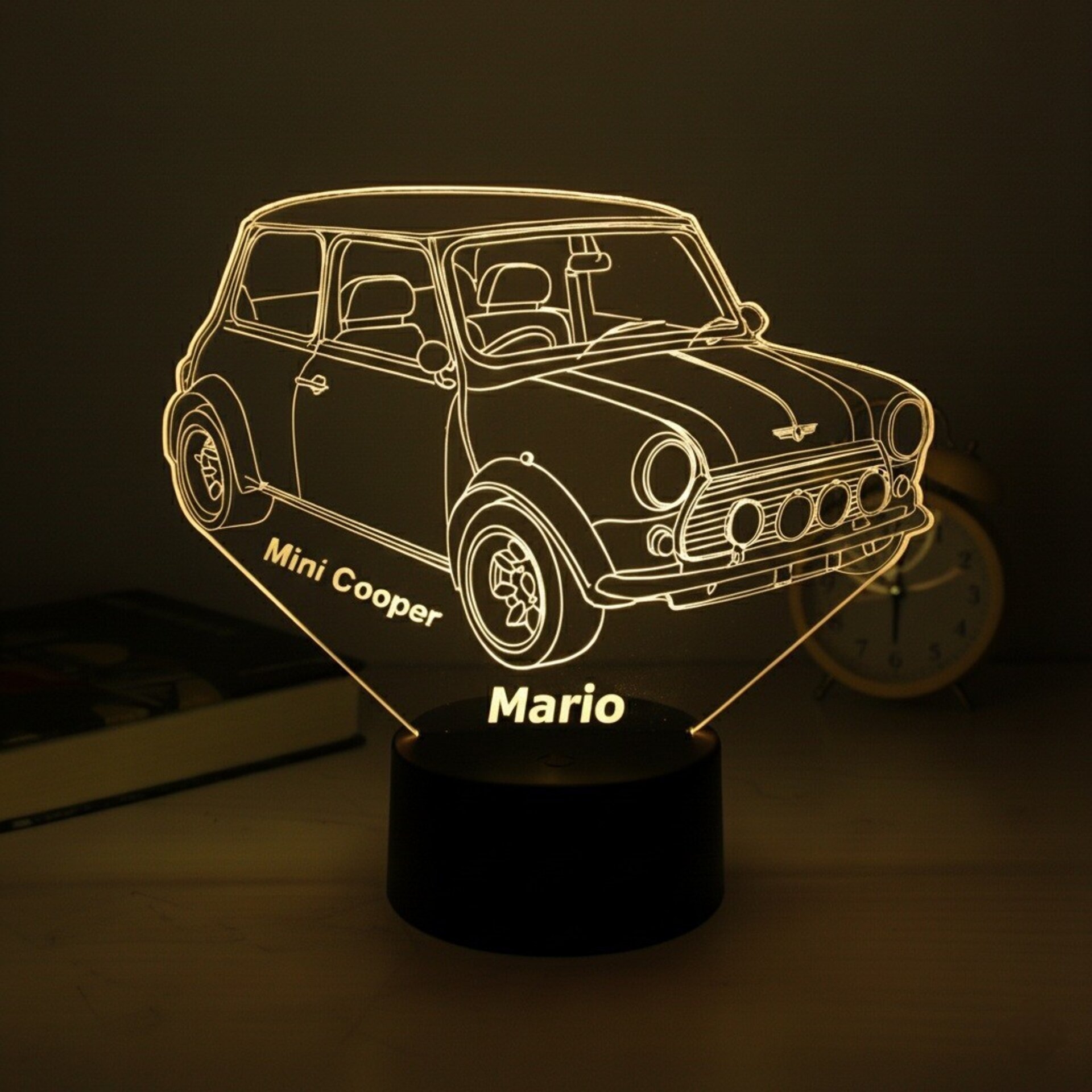 Lampara led 3D coche clasico Mini cooper. Personalizable - 5