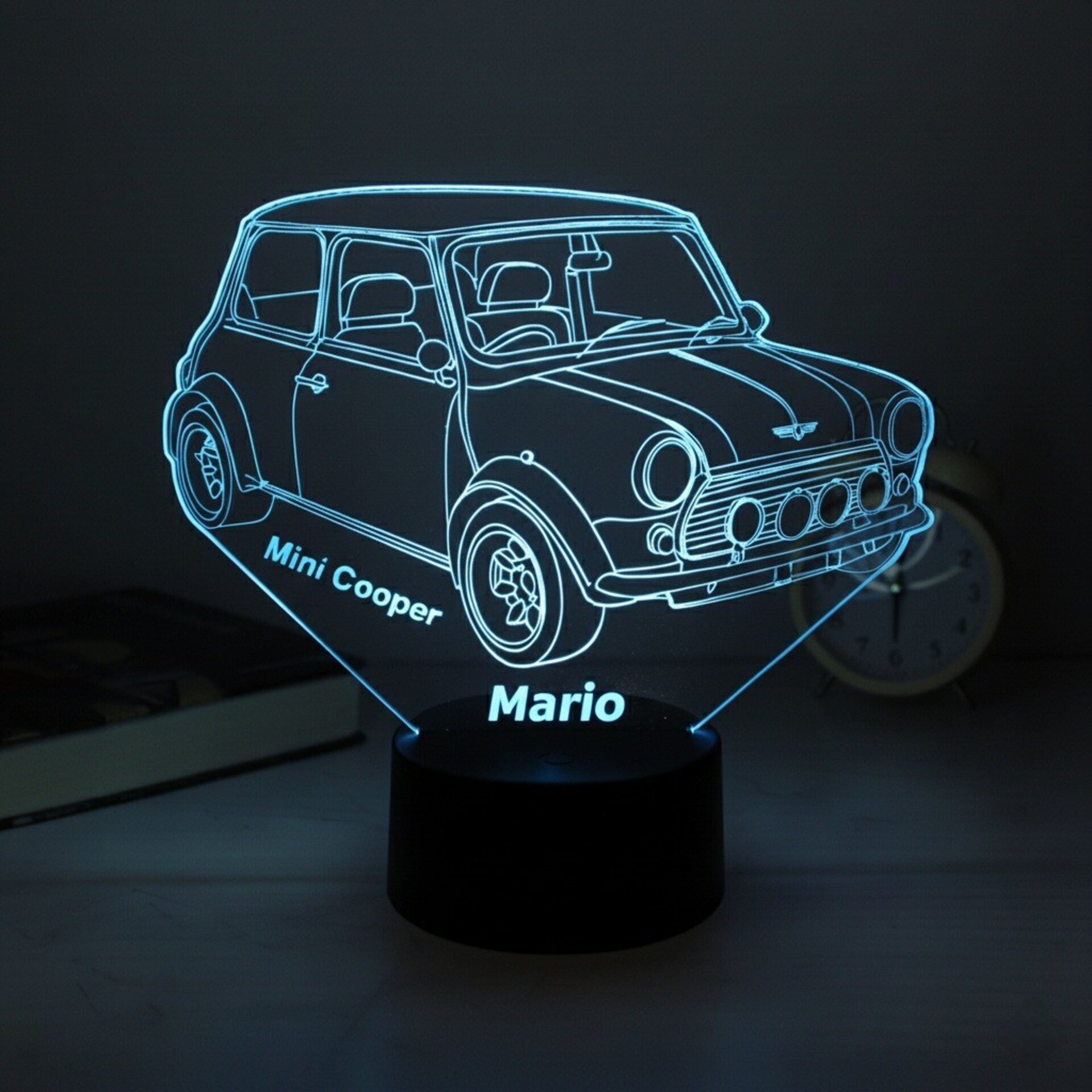 Lampara led 3D coche clasico Mini cooper. Personalizable - 1