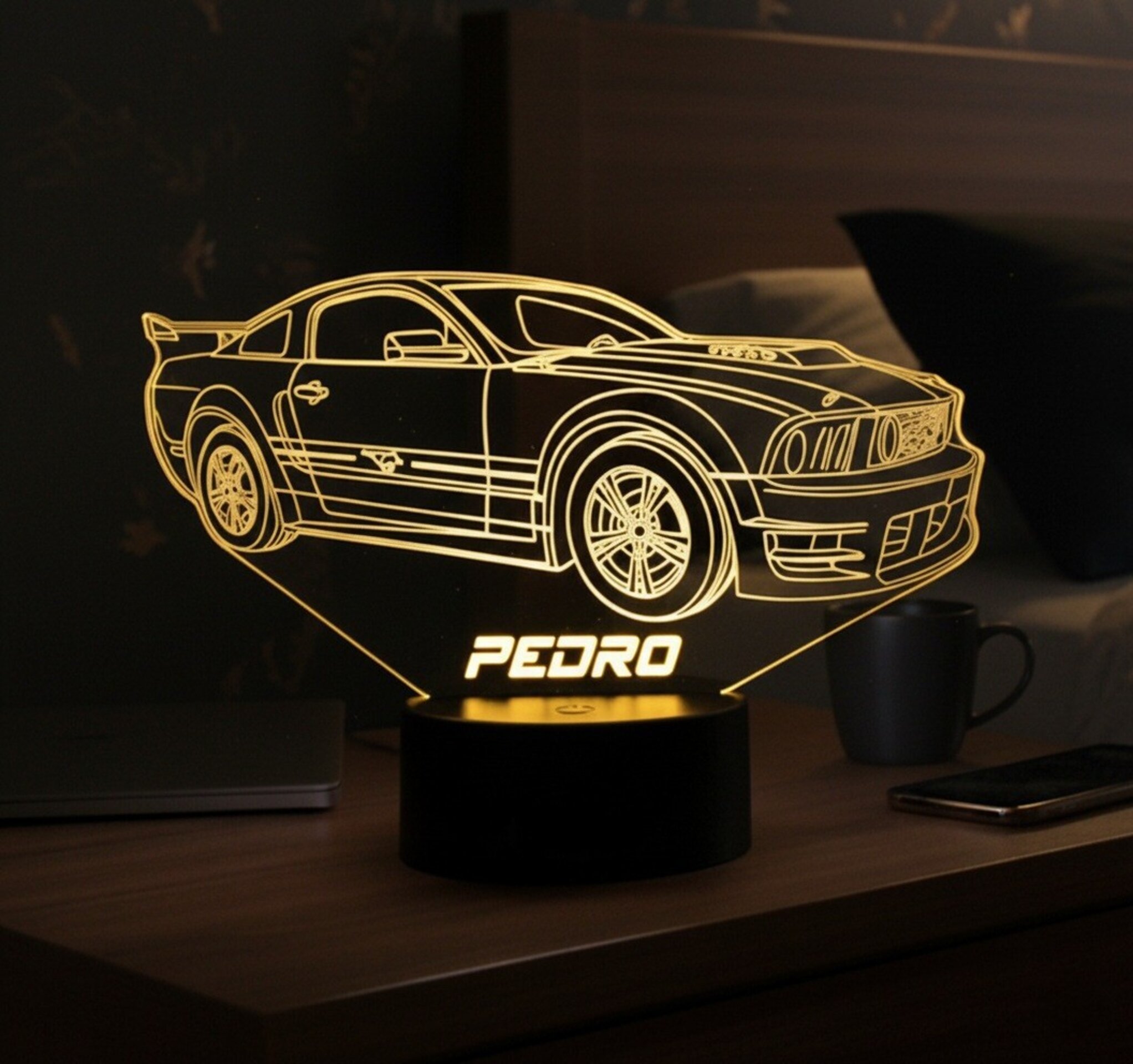 Lampara led 3D coche Ford Mustang V. Personalizable - 3