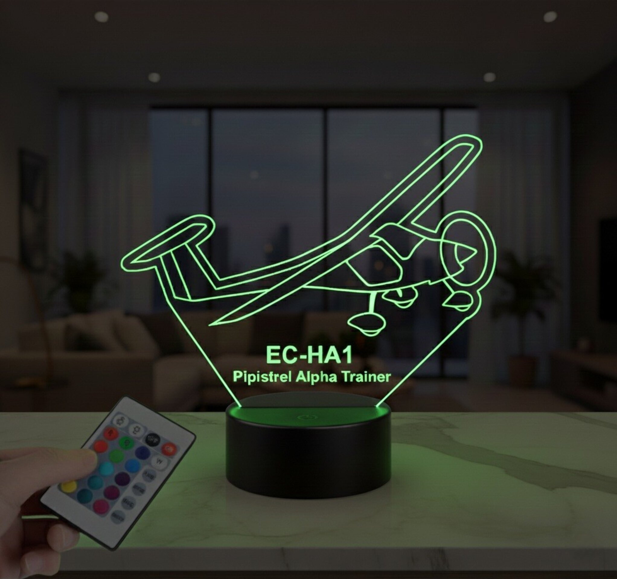 Lampara led 3d avioneta Pipistrel Alpha Trainer personalizada con nombre - 3