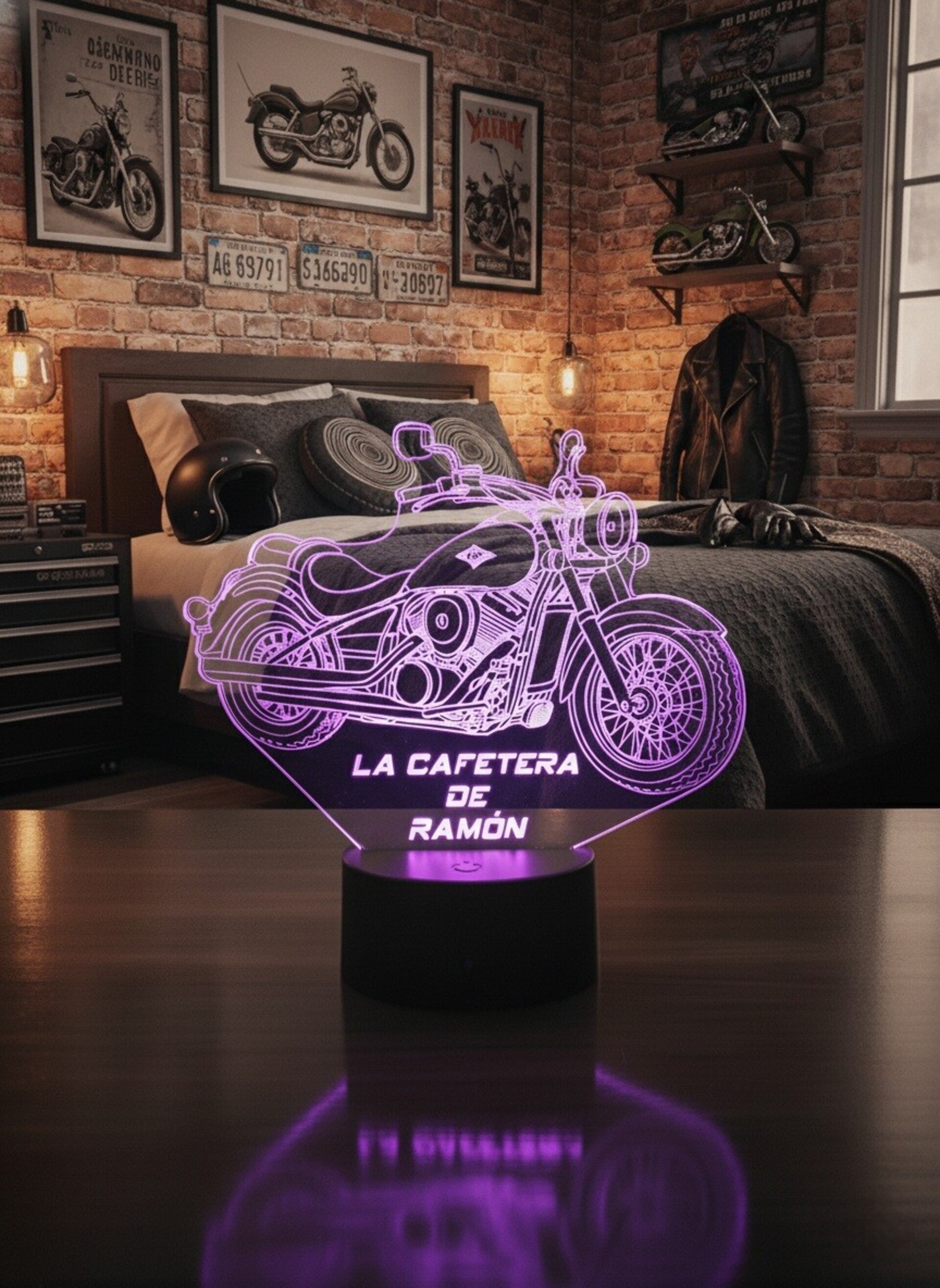 Lampara led 3d Moto Kawasaki Vulcan 900 año 2009 personalizable, sobremesa - 3