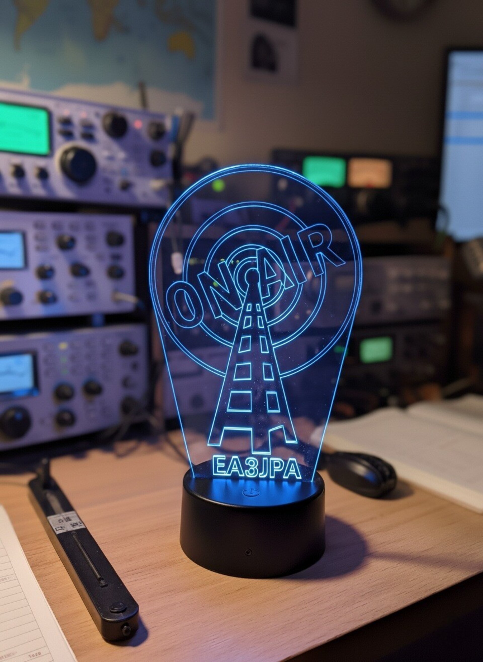Lampara led 3d antena indicativo radioaficionados personalizable, sobremesa - 5