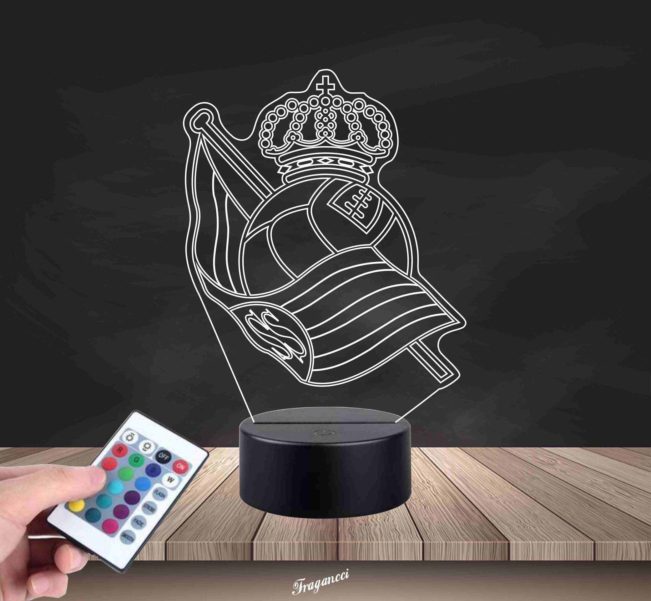 Lampara led 3d Escudo Futbol R Sociedad personalizable, Lámpara led sobremesa - 8