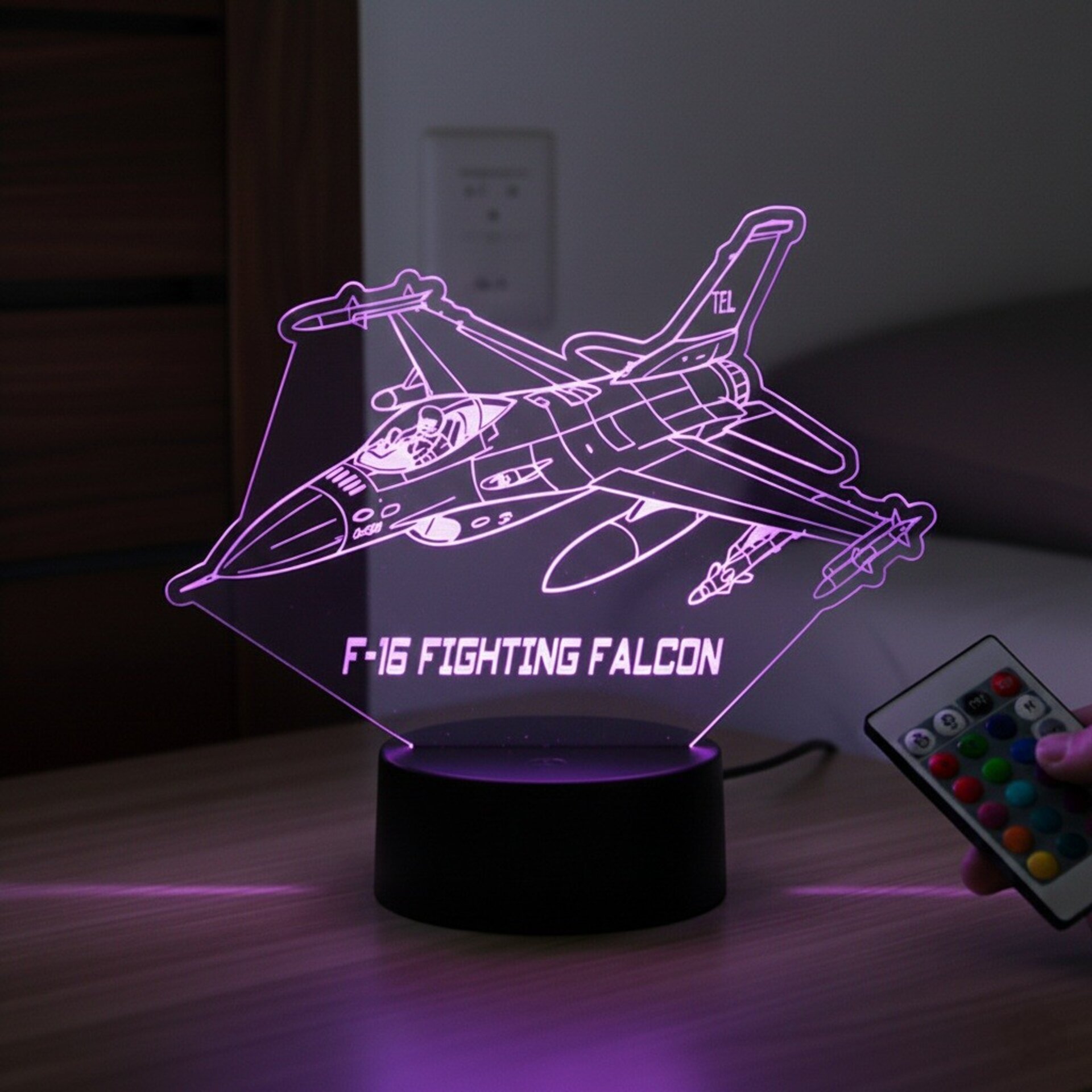 Lampara led 3d Avion combate F-16 Fighting Falcon personalizada con nombre - 5