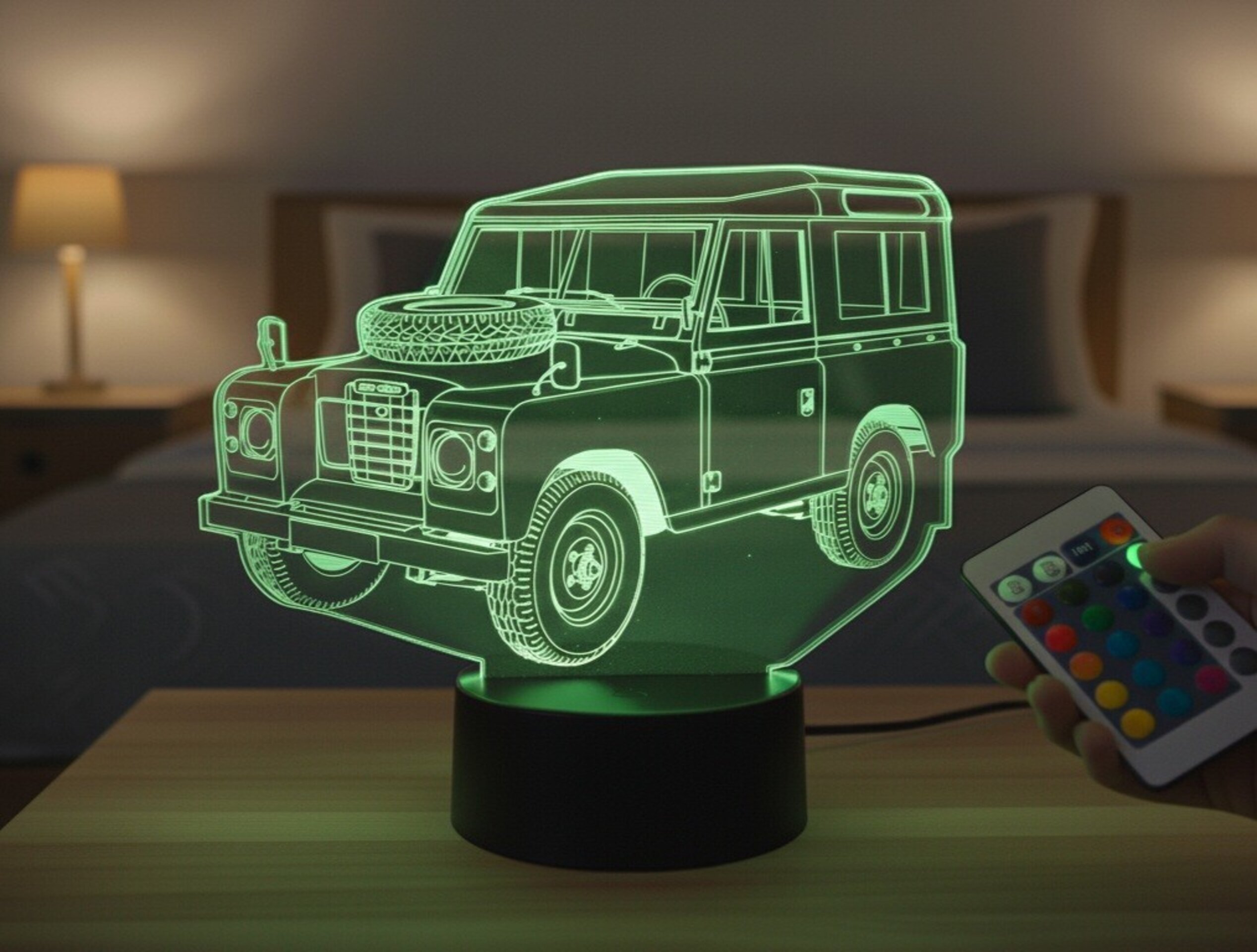 Lampara led 3D coche clasico 4x4 Land Rover Santana serie III. Personalizable - 7