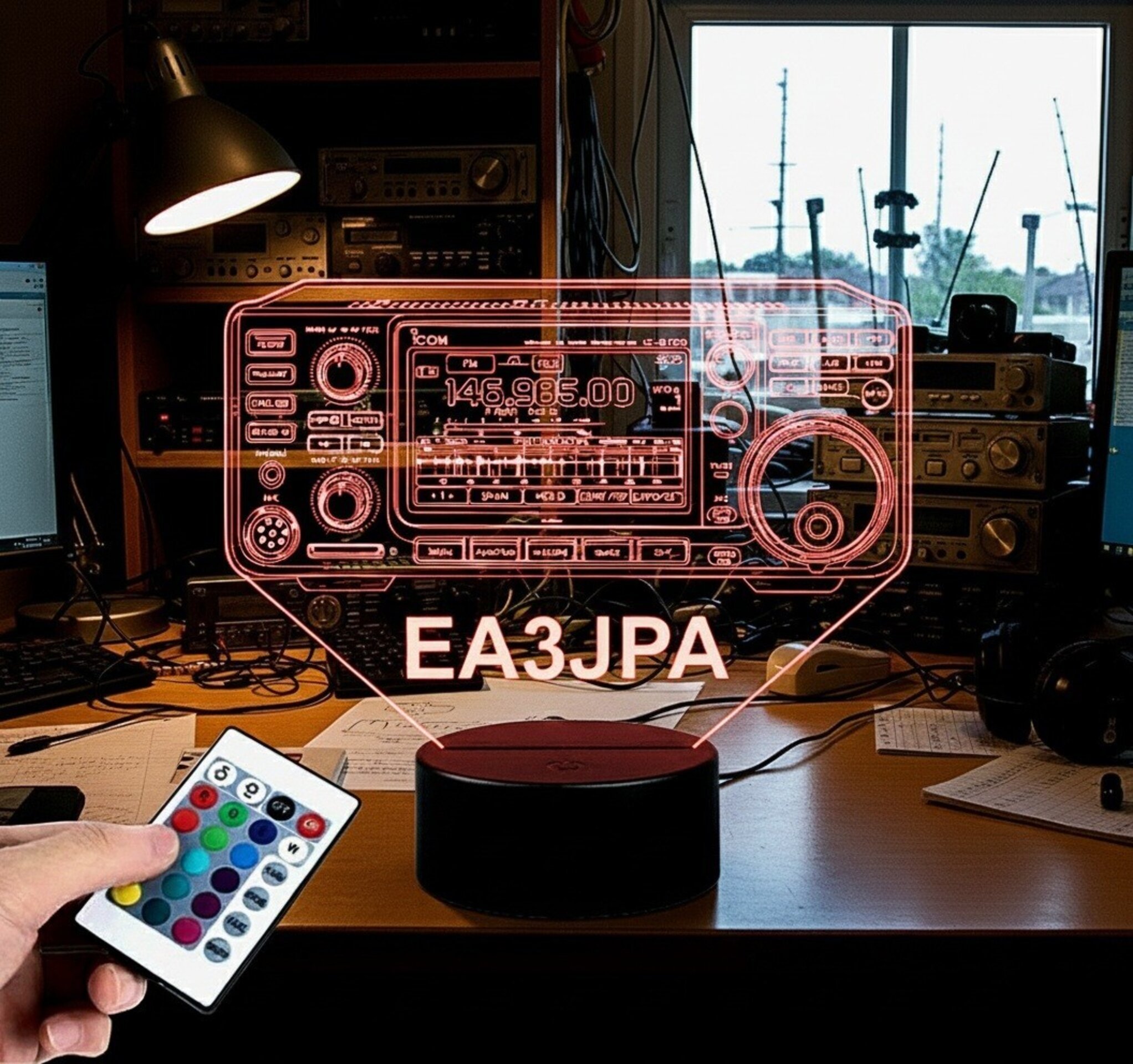 Lampara led Emisora radioaficionado ICOM IC 9700 personalizada con indicativo - 2