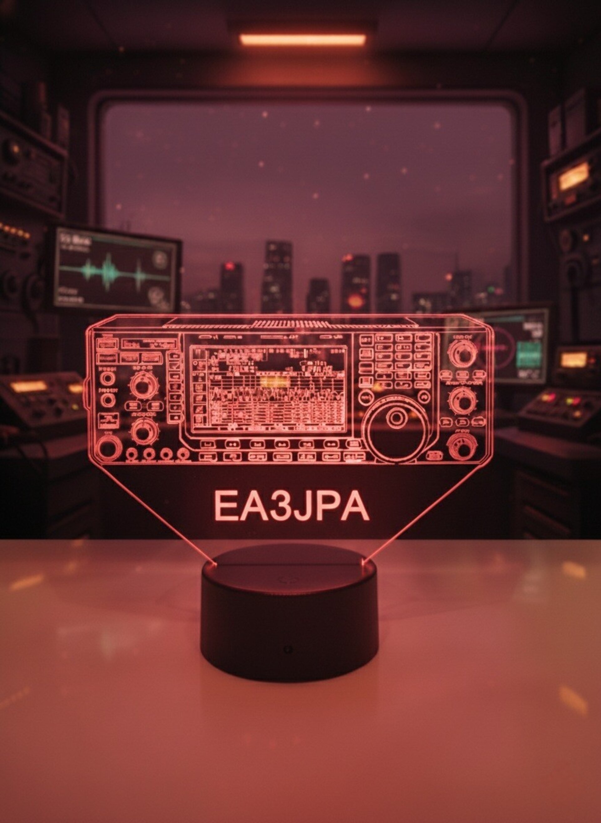 Lampara led 3d Emisora radioaficionado ICOM IC 7600 personalizada con indicativo - 6
