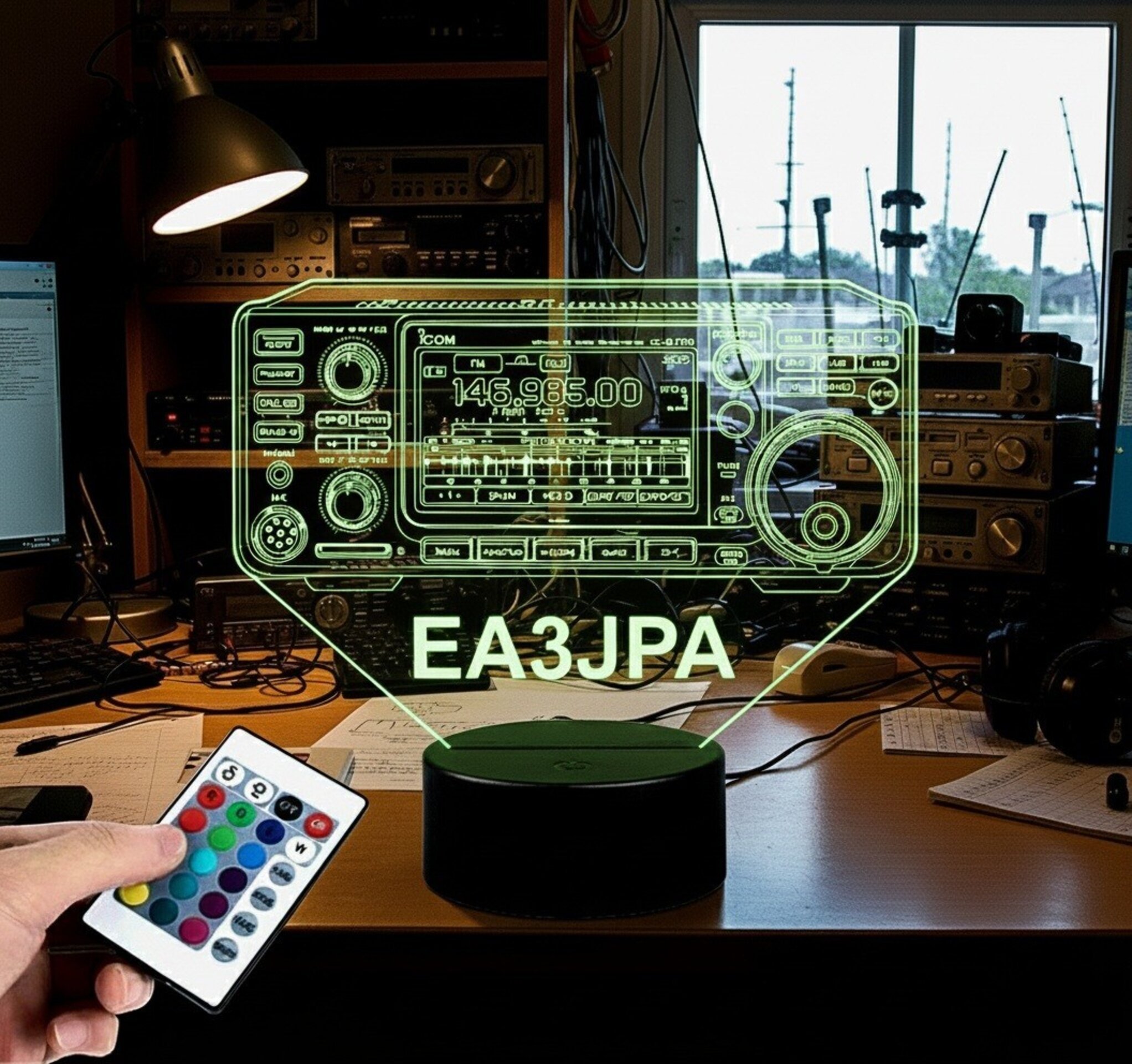 Lampara led Emisora radioaficionado ICOM IC 9700 personalizada con indicativo - 6
