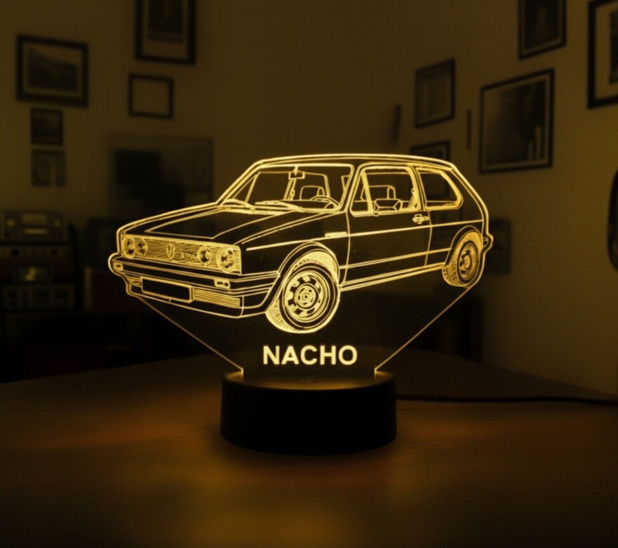 Lampara led 3D coche Volkswagen Golf 16S Serie 1. Personalizable - 1