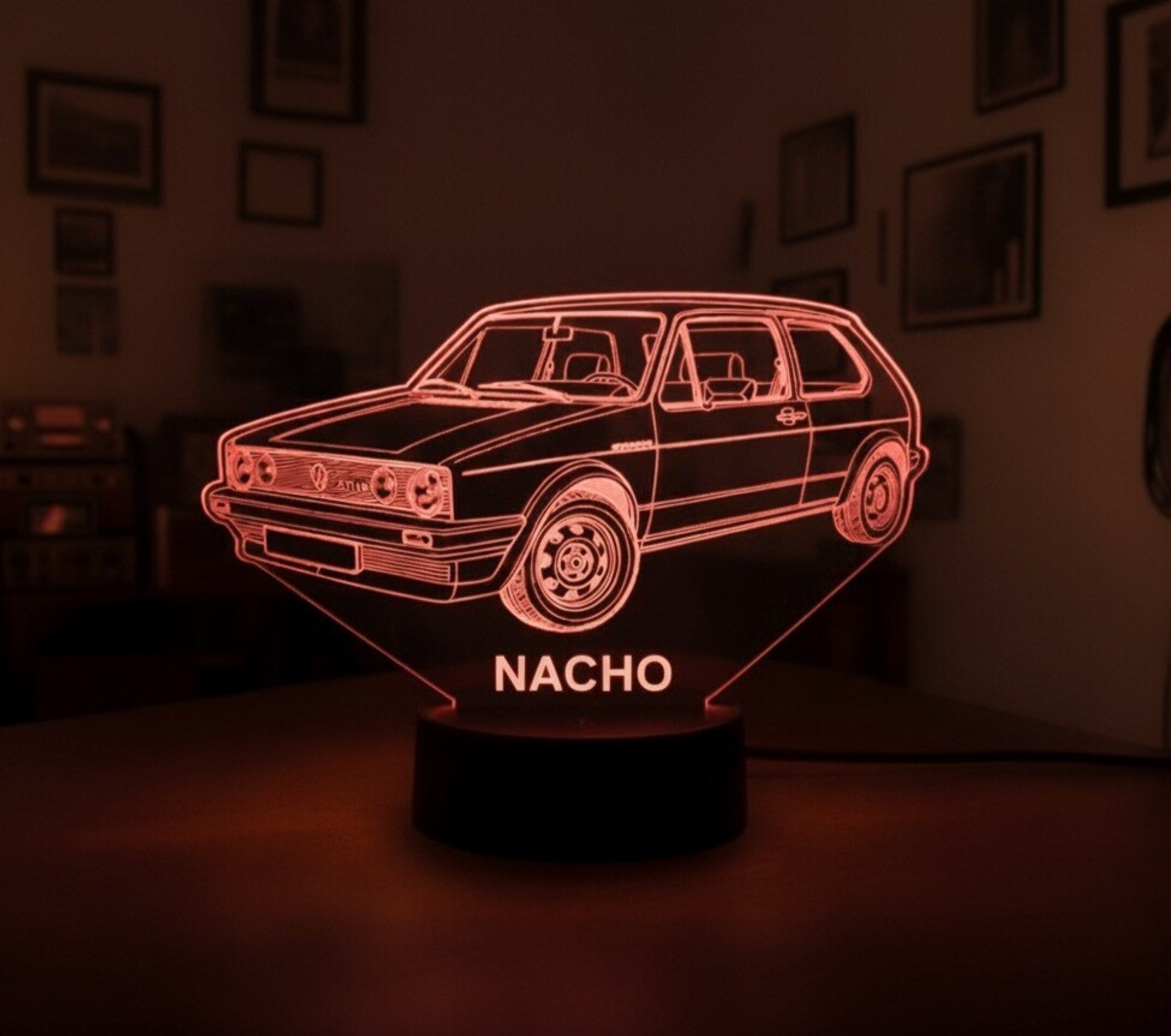 Lampara led 3D coche Volkswagen Golf 16S Serie 1. Personalizable - 4