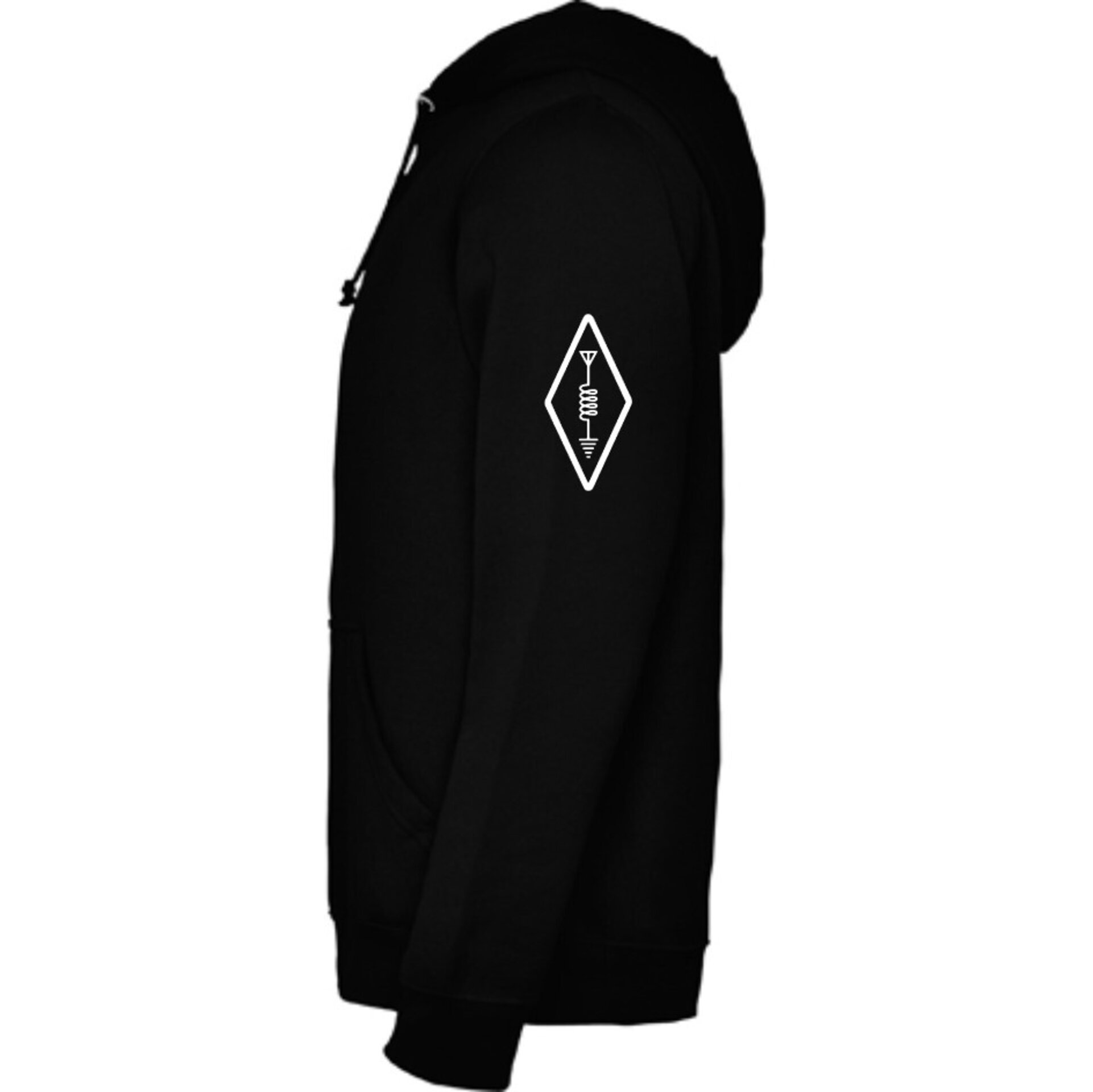 Sudadera negra unisex personalizada con indicativo para radioaficionado. QRZ - 4