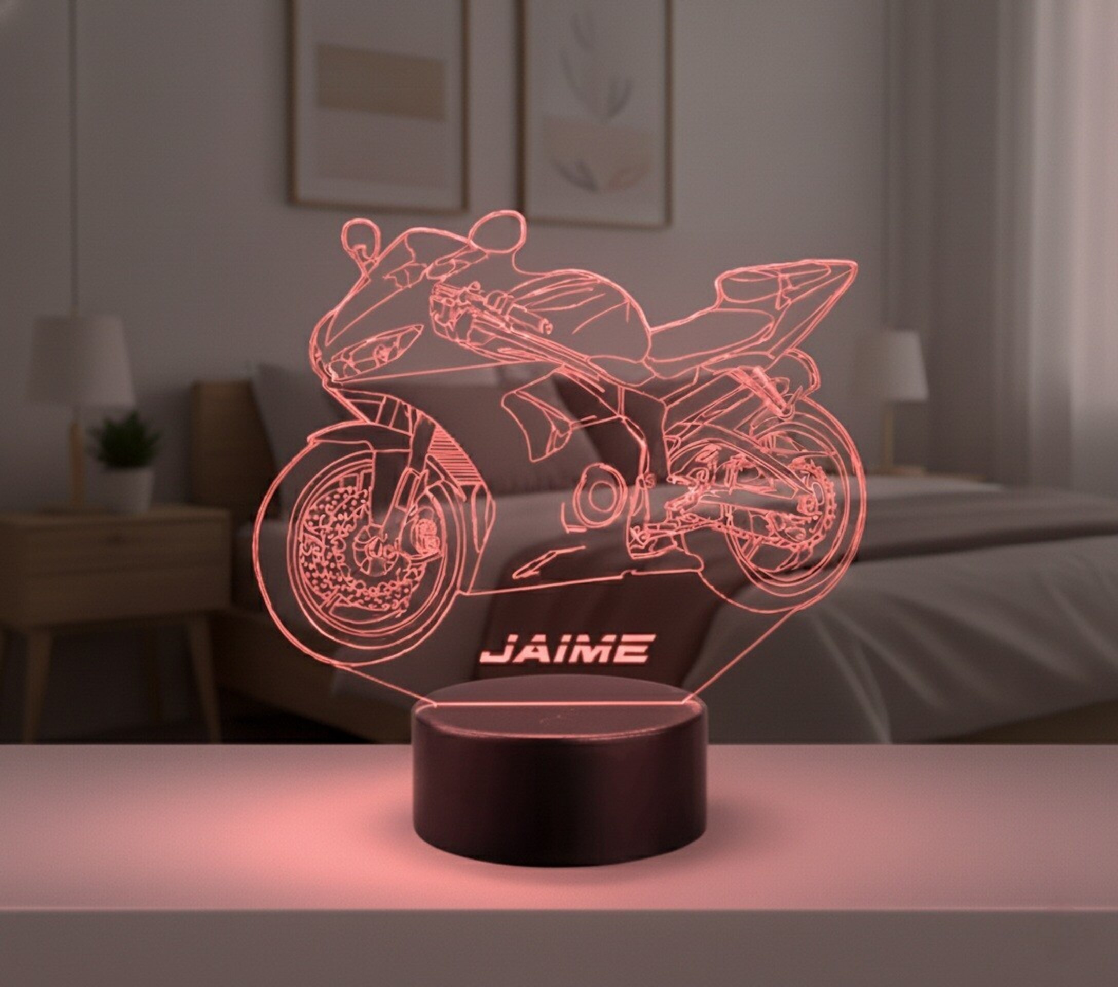 Lampara led 3d Moto Yamaha R6 año 2001. personalizable, sobremesa - 7