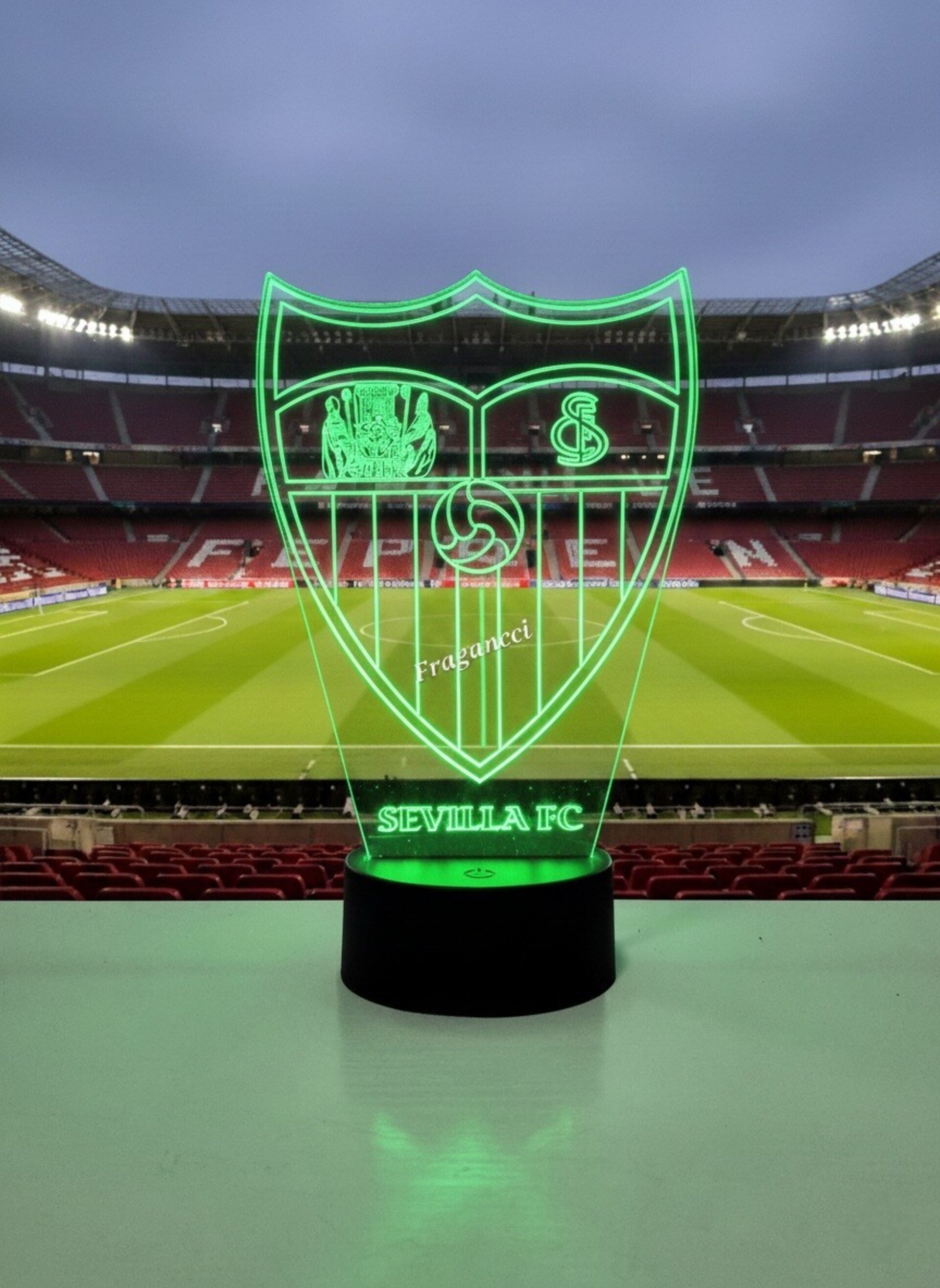 Lampara led 3d Escudo Futbol Sevilla personalizable, Lámpara led sobremesa - 5