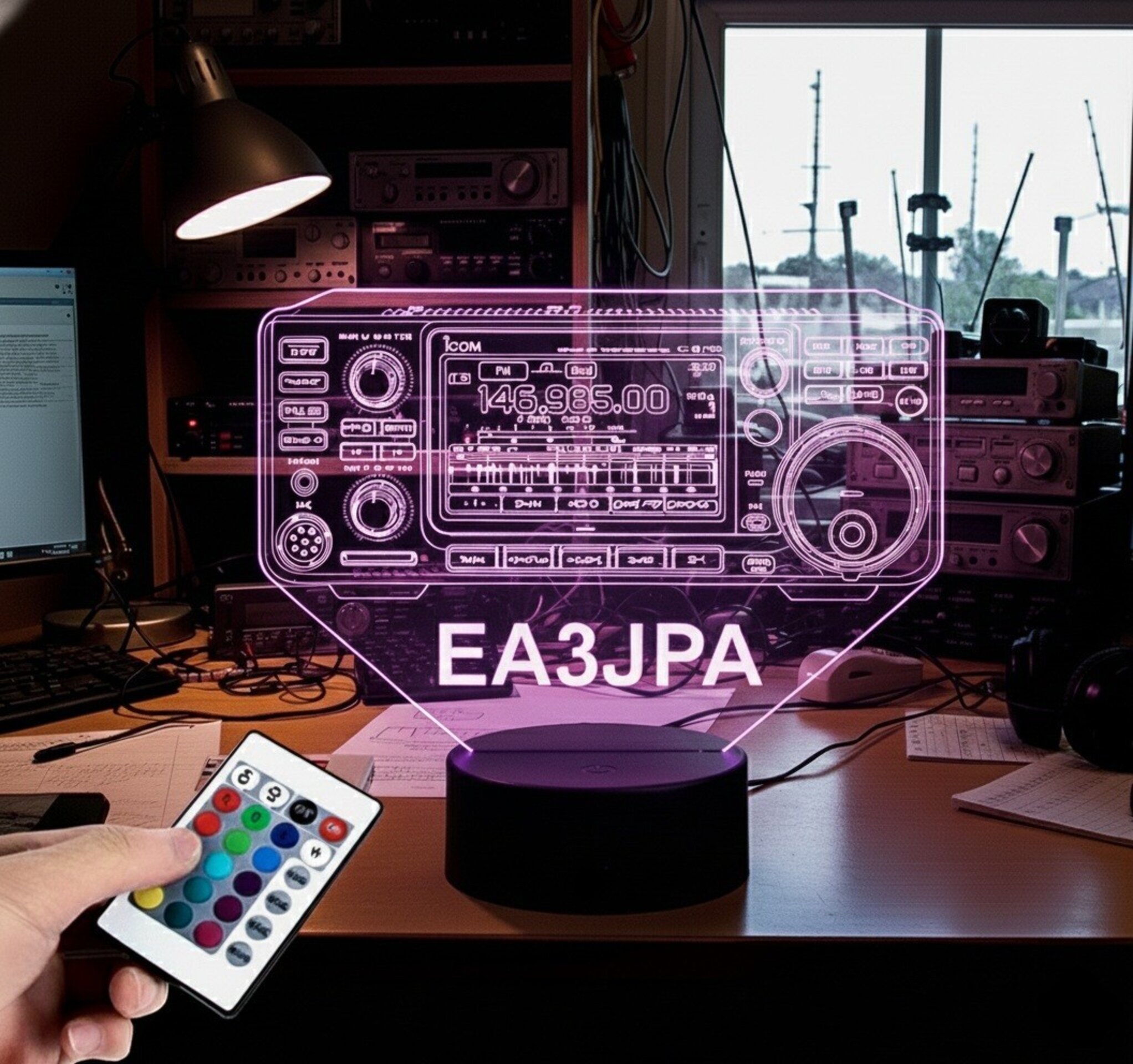 Lampara led Emisora radioaficionado ICOM IC 9700 personalizada con indicativo - 5