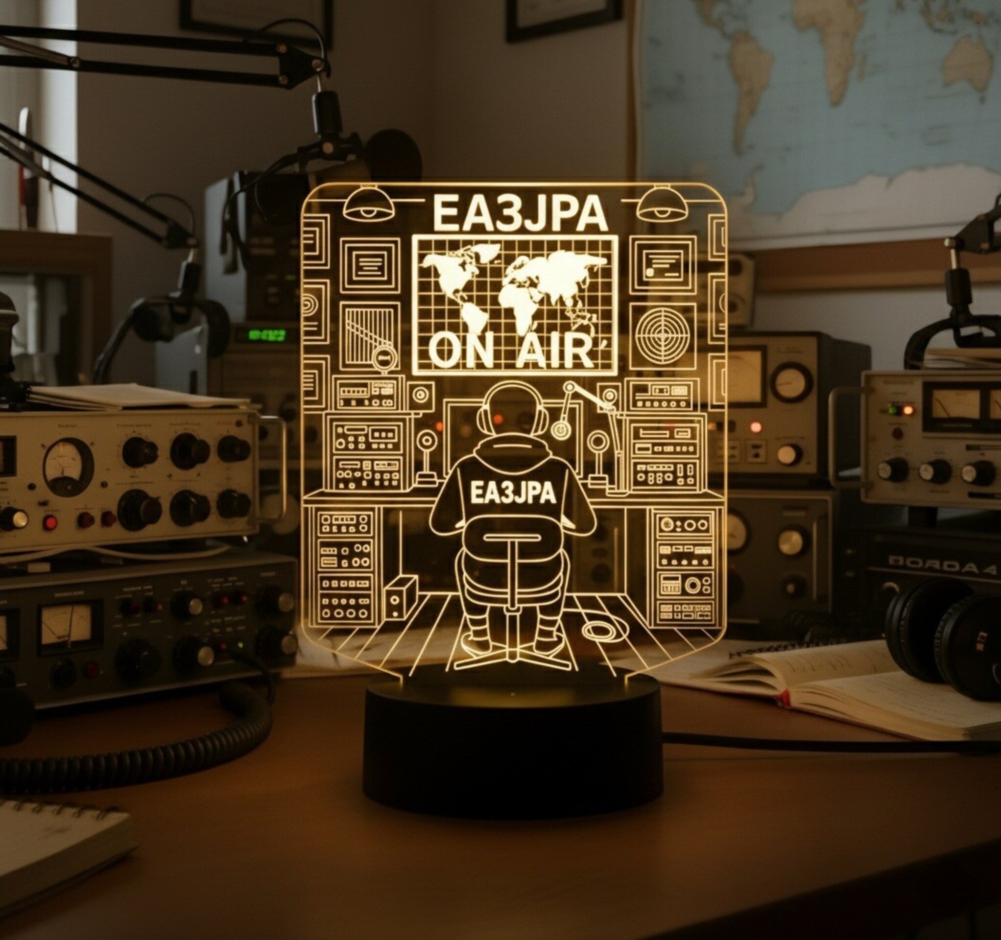 Lampara led 3d Sala radio radioaficionado personalizada con indicativo - 6