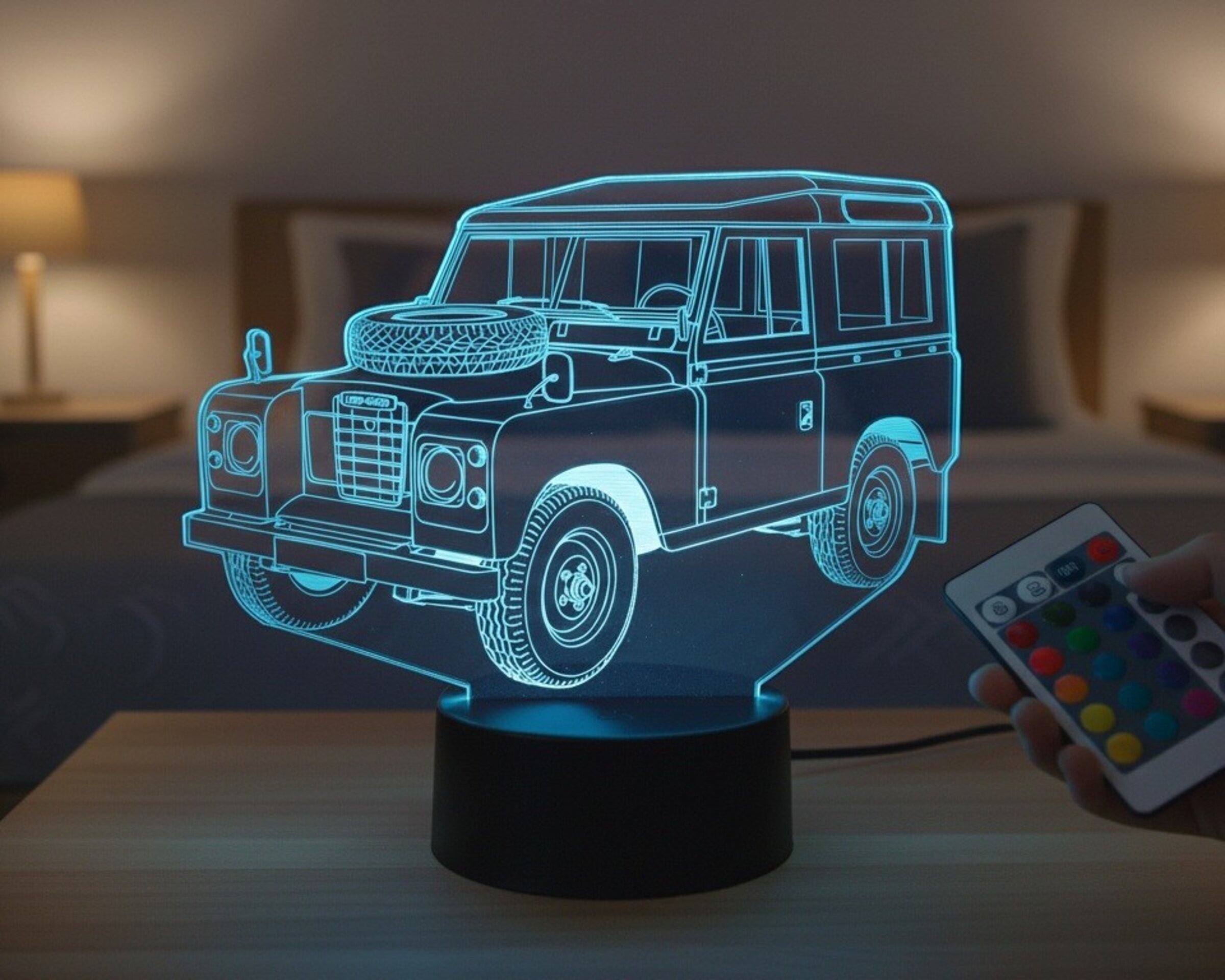 Lampara led 3D coche clasico 4x4 Land Rover Santana serie III. Personalizable - 6
