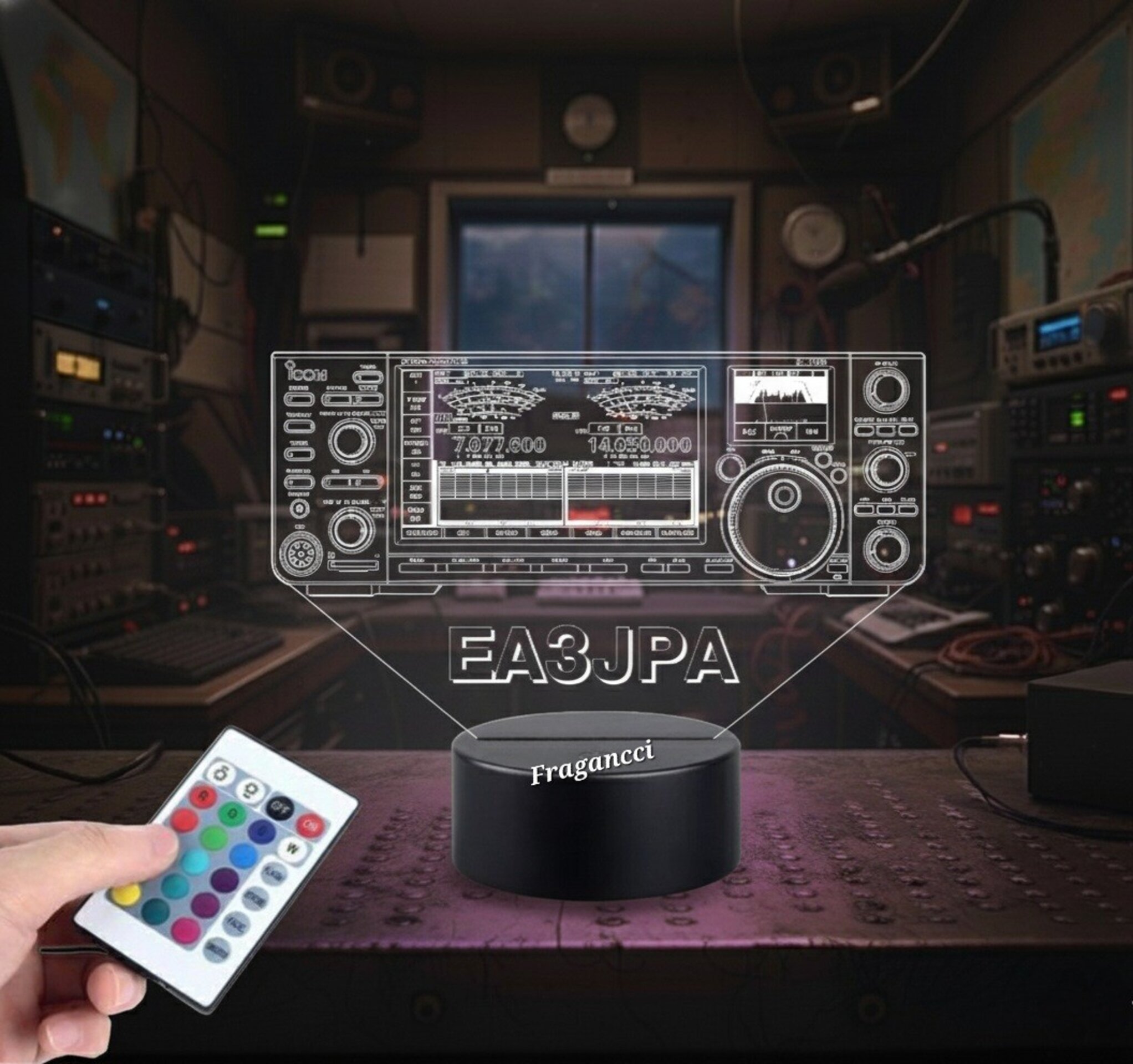 Lampara led 3d Emisora radioaficionado ICOM IC 7760 personalizada con indicativo - 7