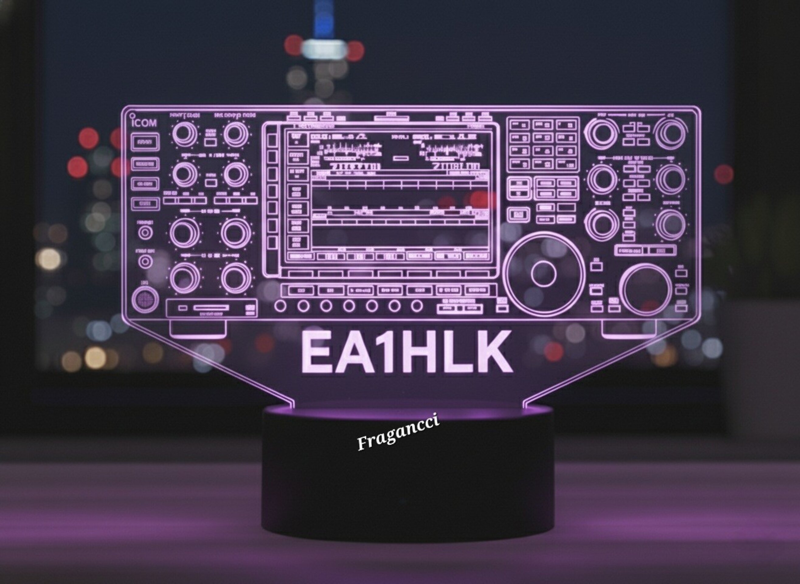 Lampara led 3d Emisora radioaficionado ICOM IC 7851 personalizada con indicativo - 7